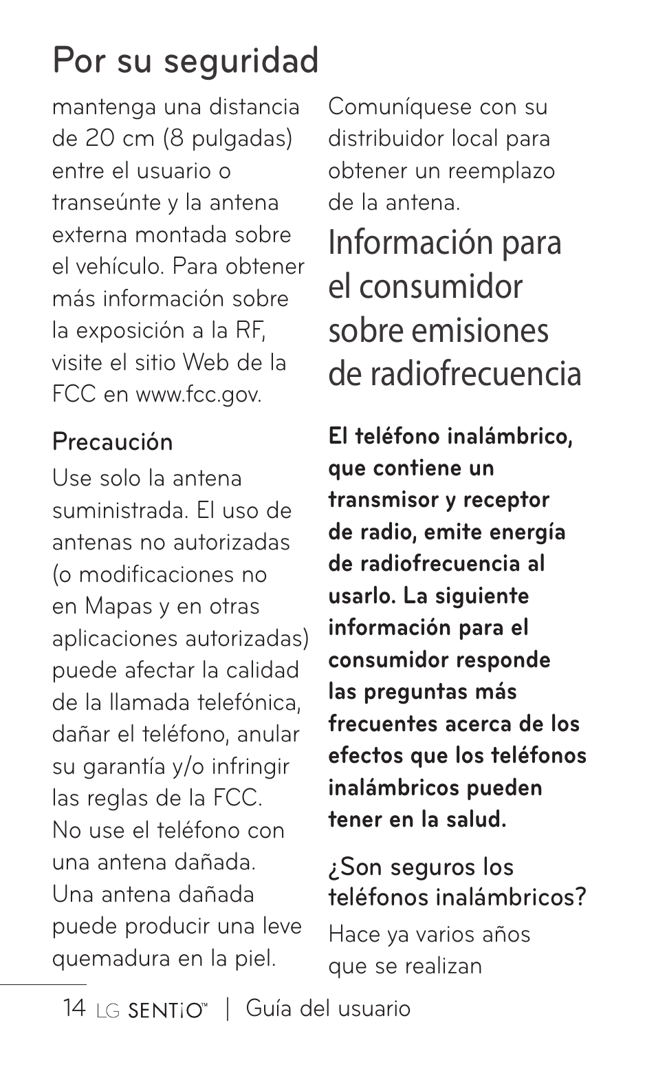 Por su seguridad | LG GS505NV User Manual | Page 135 / 253