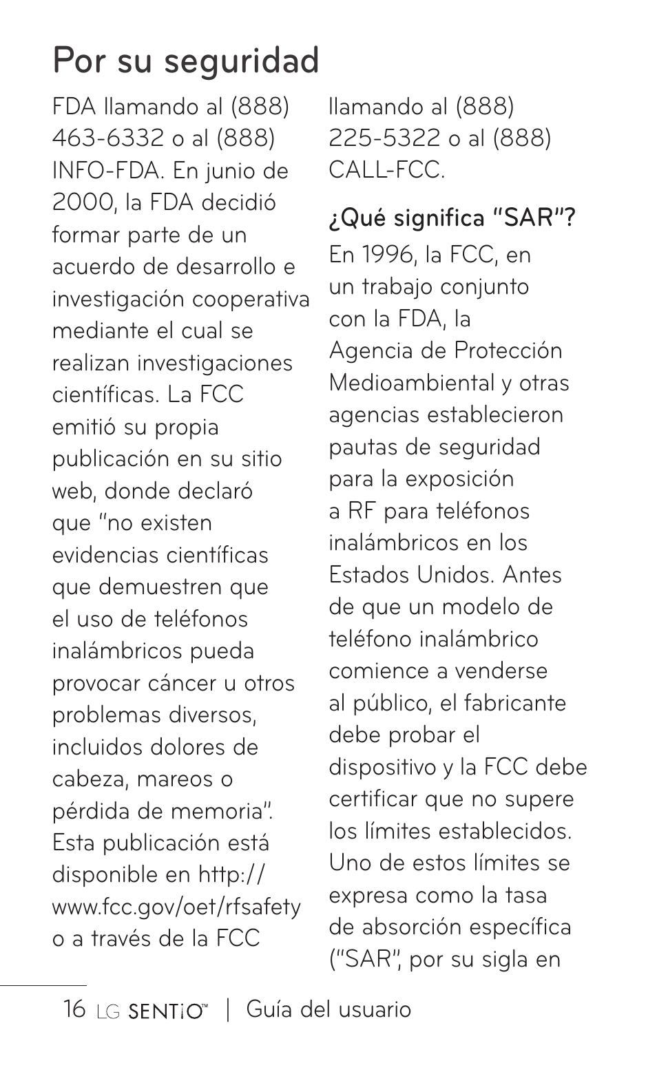 Por su seguridad | LG GS505NV User Manual | Page 137 / 253