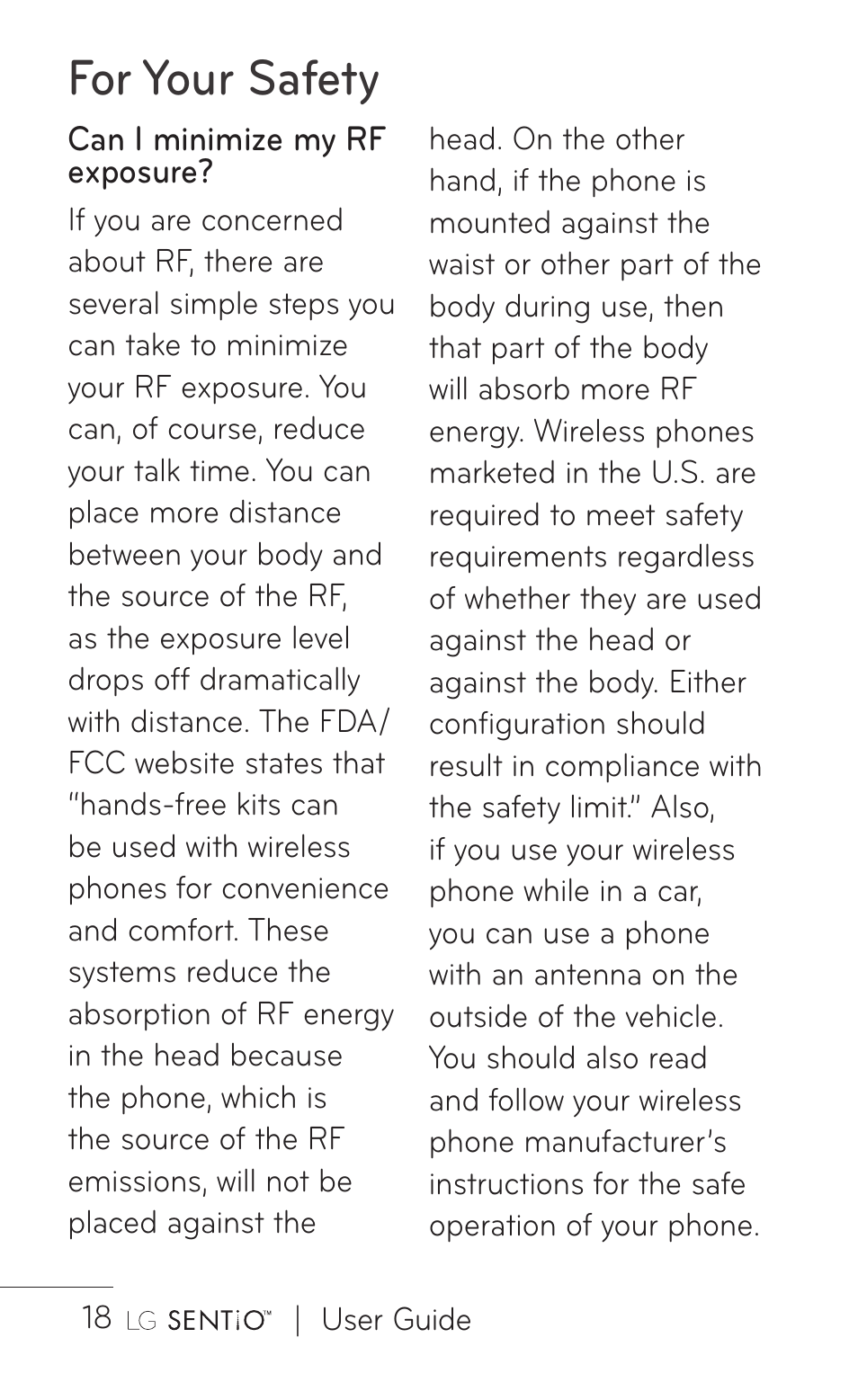 For your safety | LG GS505NV User Manual | Page 20 / 253