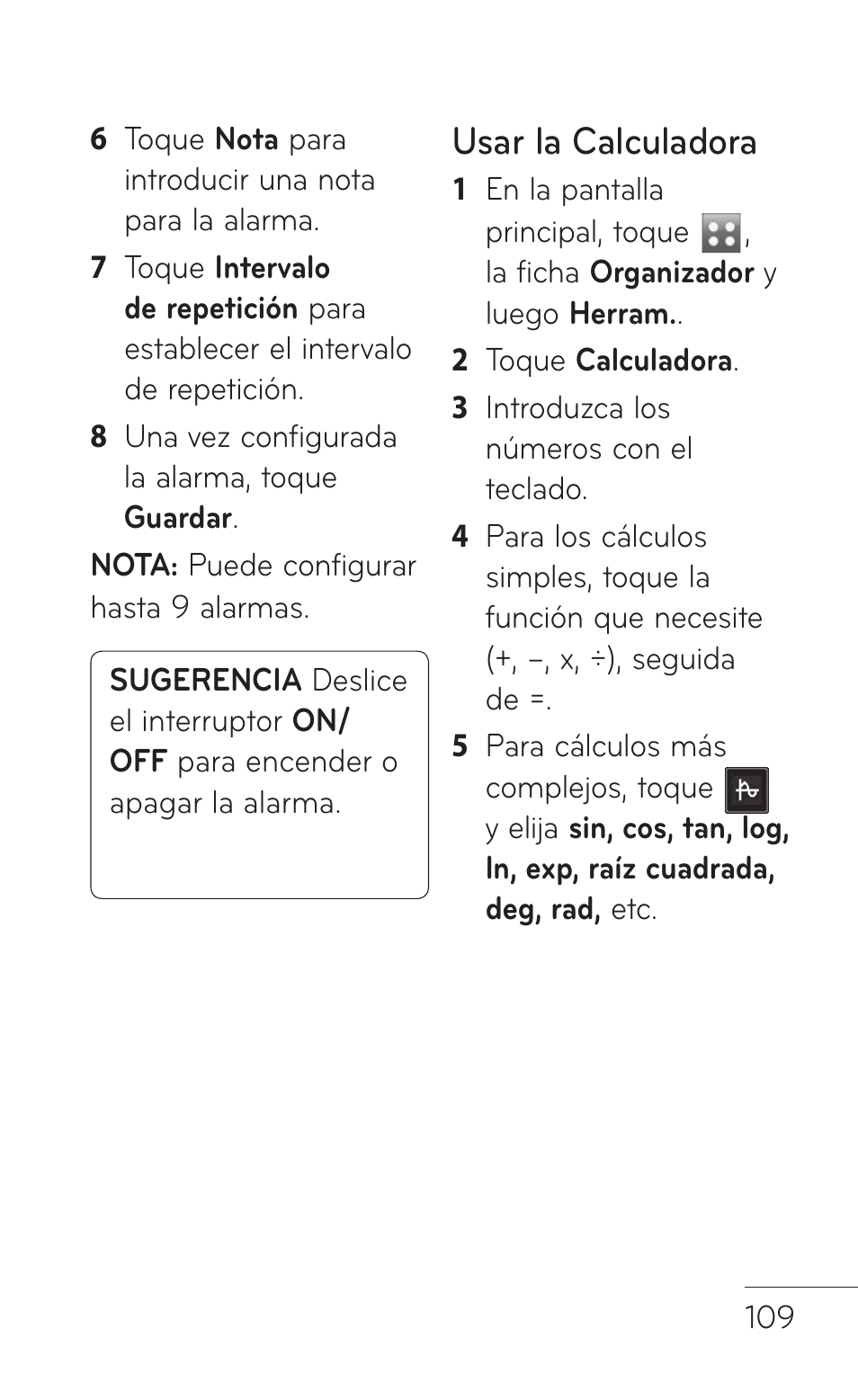 Usar la calculadora | LG GS505NV User Manual | Page 230 / 253