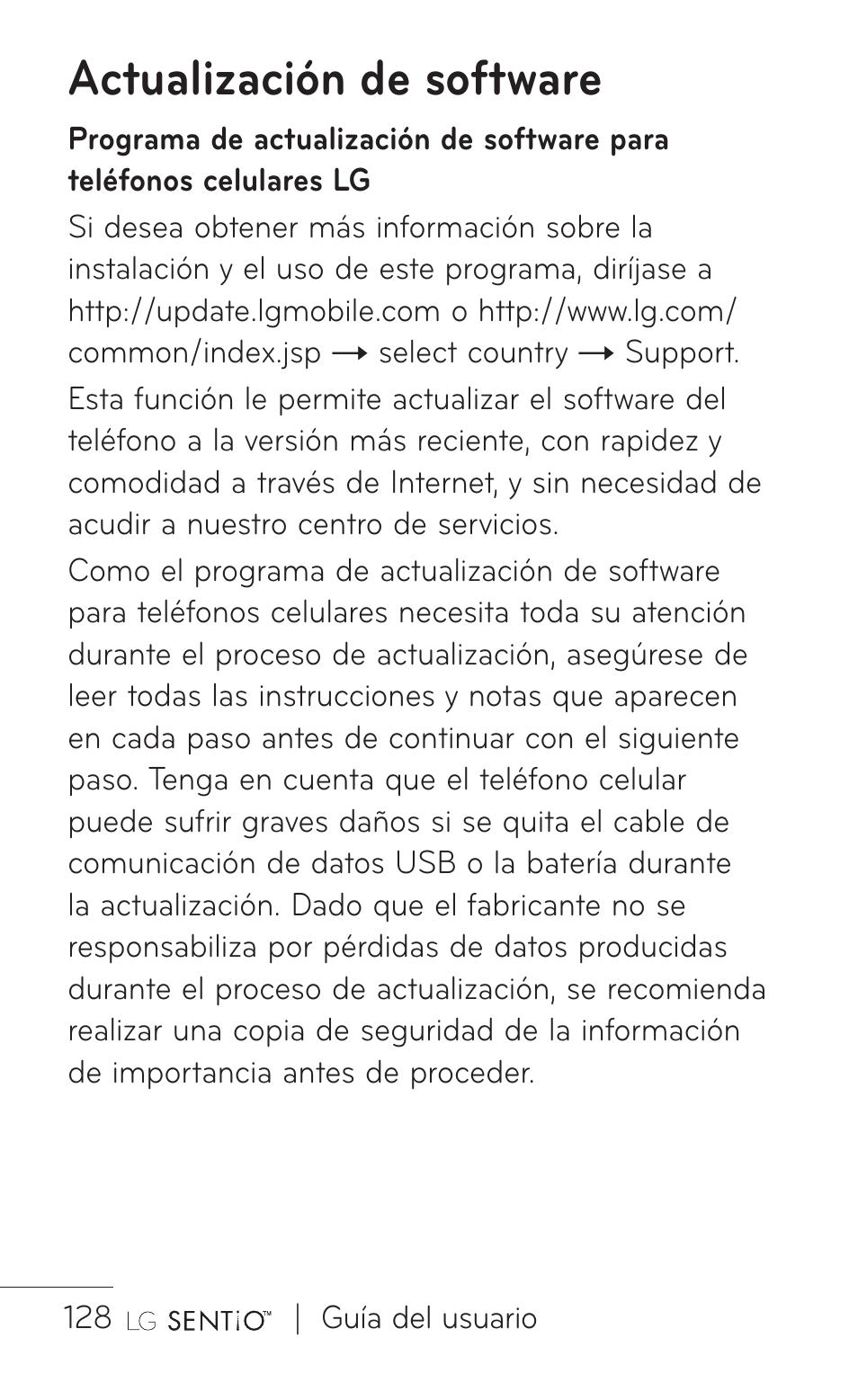 Actualización de software | LG GS505NV User Manual | Page 249 / 253