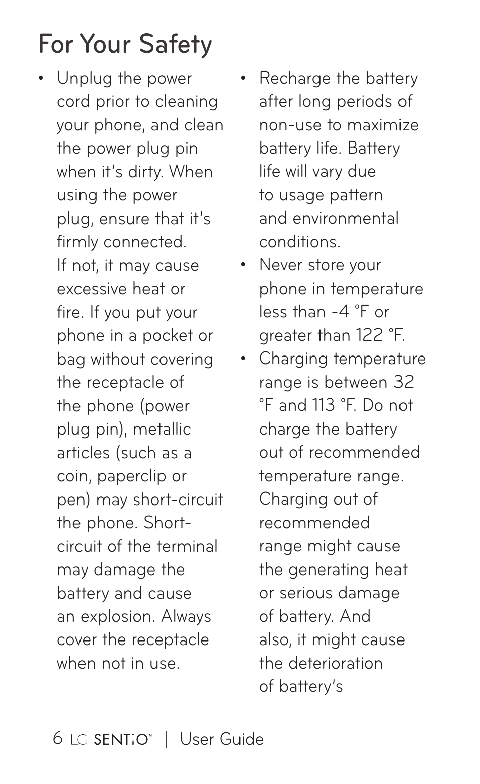 For your safety | LG GS505NV User Manual | Page 8 / 253