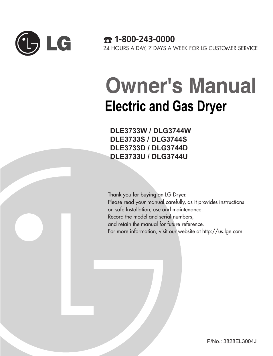 LG DLG3744S User Manual | 68 pages