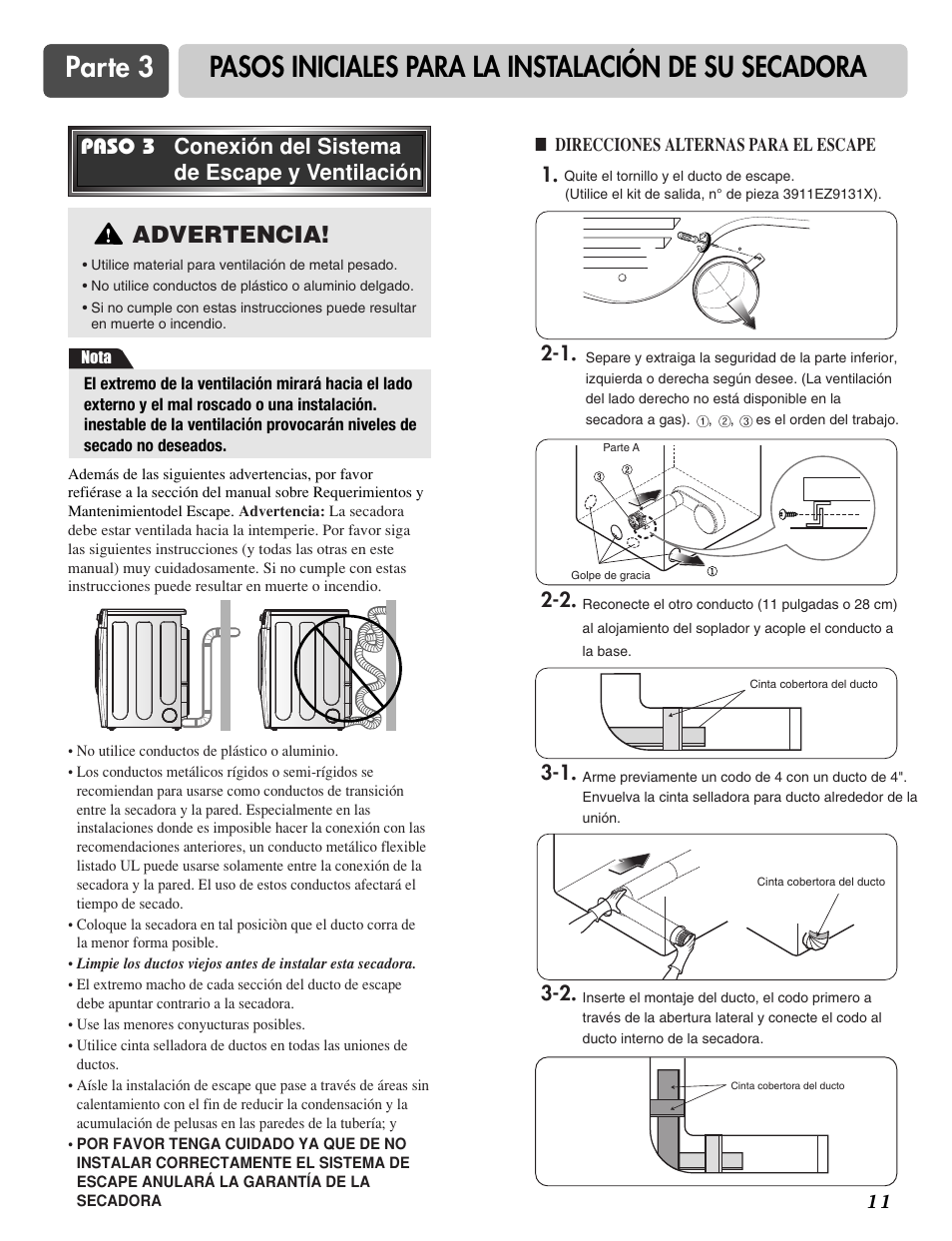 Advertencia | LG DLG3744S User Manual | Page 45 / 68