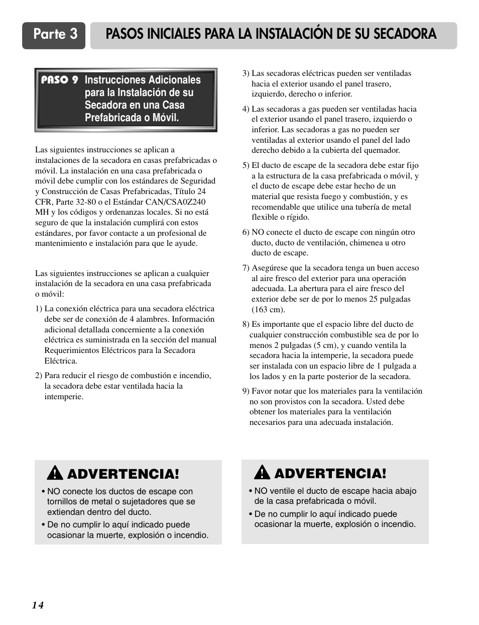 Advertencia | LG DLG3744S User Manual | Page 48 / 68