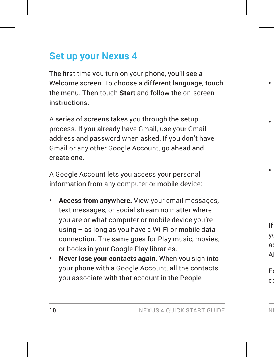 Set up your nexus 4 | LG LGE960 User Manual | Page 12 / 18