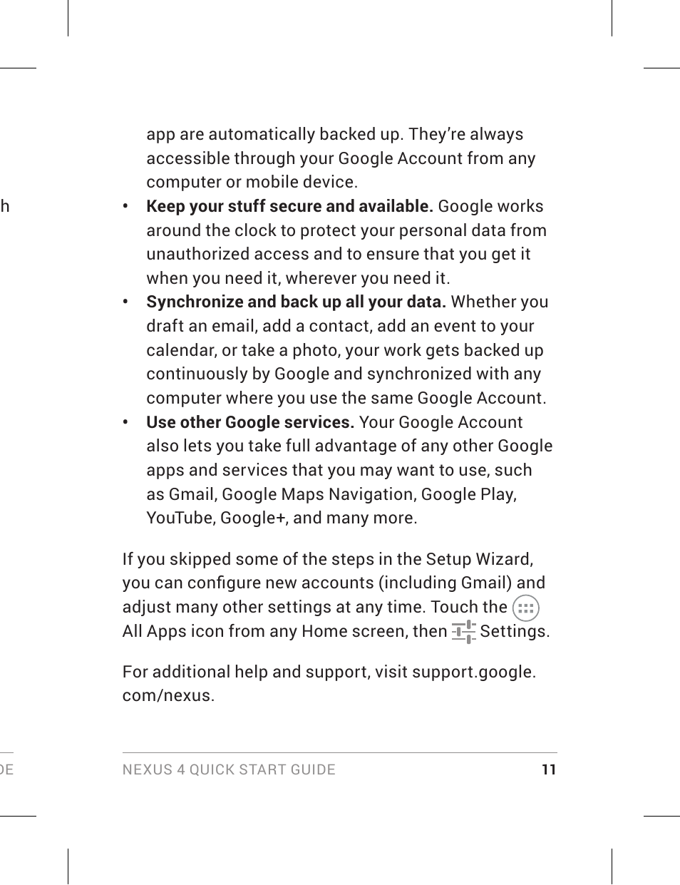 Set up your nexus 4 | LG LGE960 User Manual | Page 13 / 18