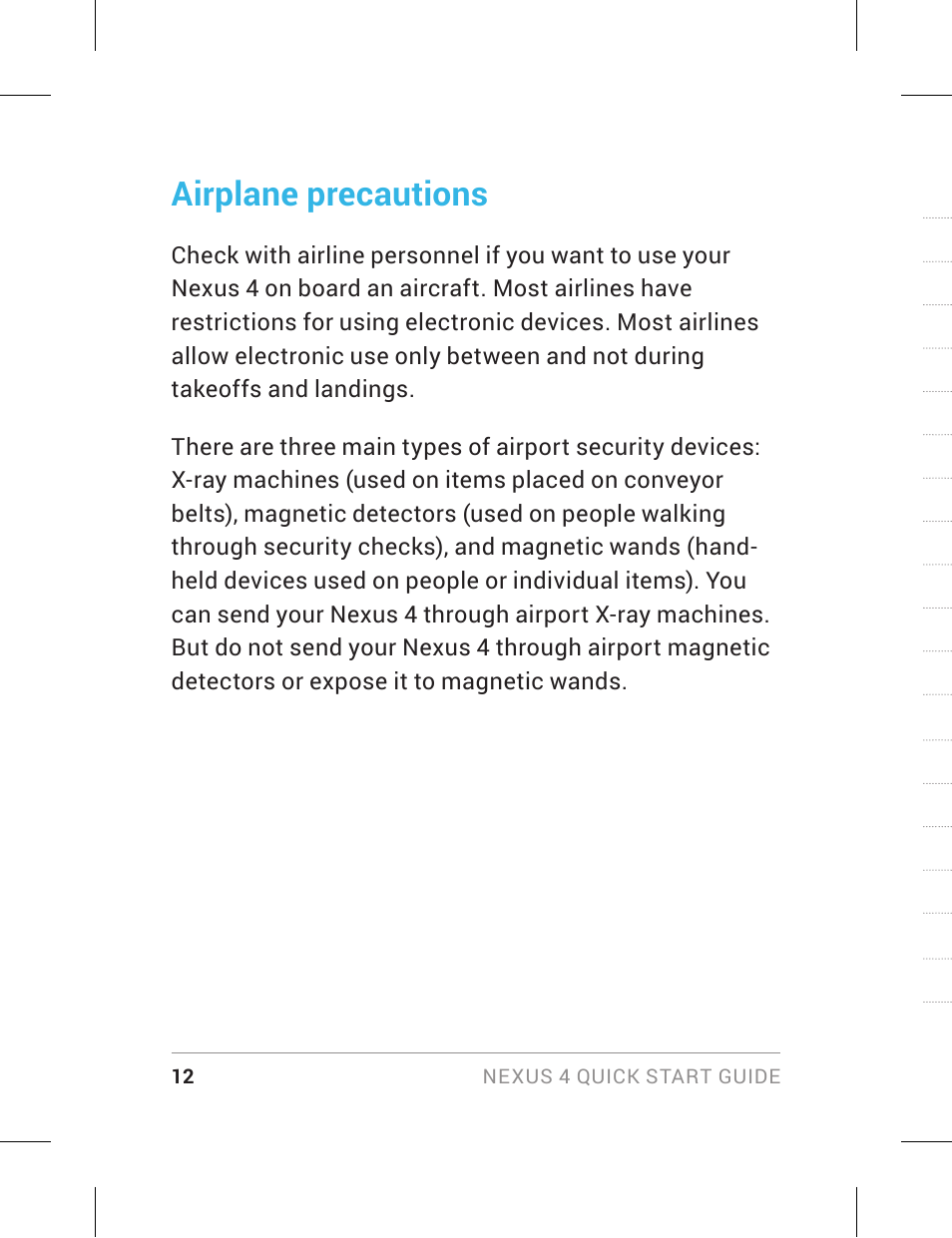 Airplane precautions | LG LGE960 User Manual | Page 14 / 18