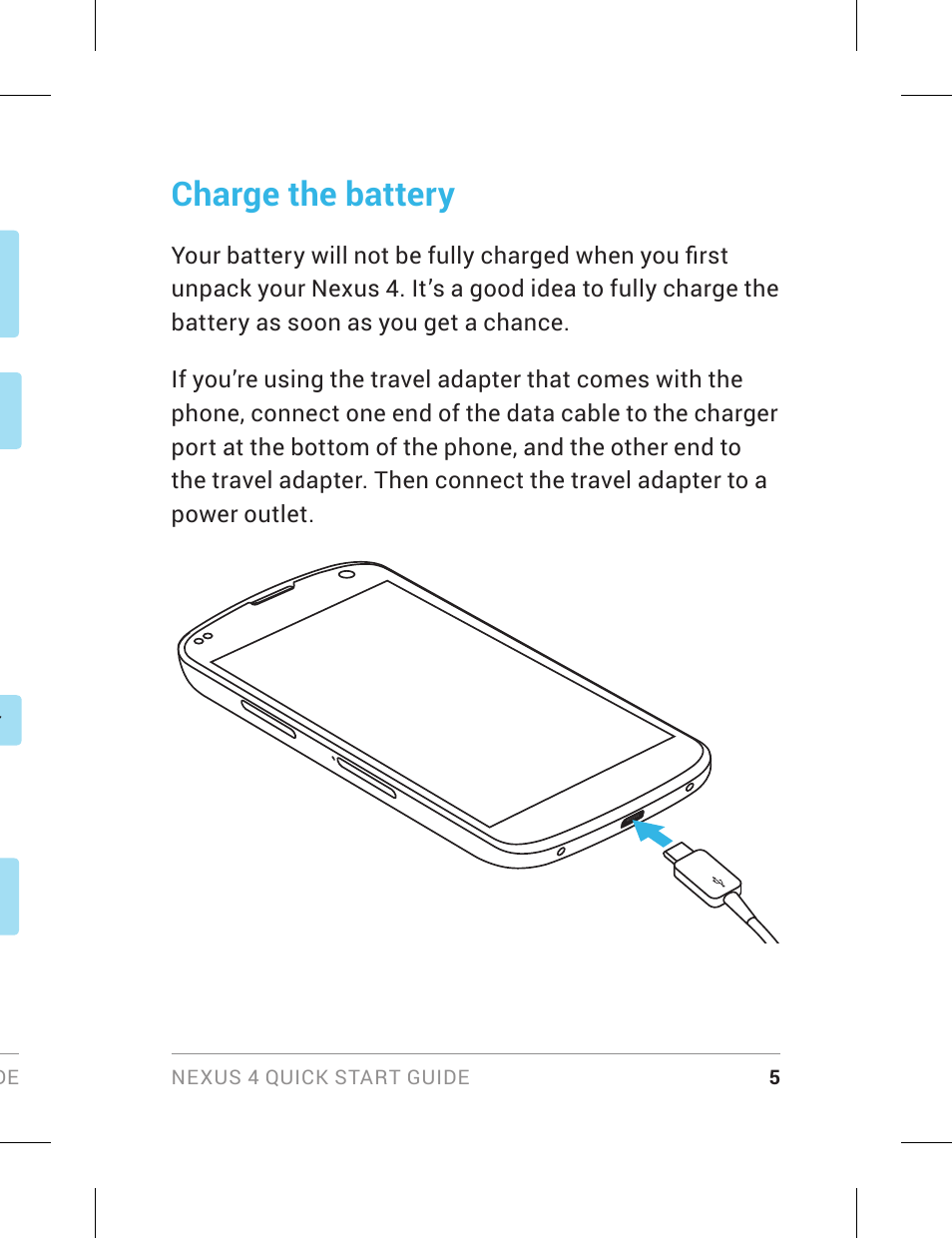 Charge the battery | LG LGE960 User Manual | Page 7 / 18