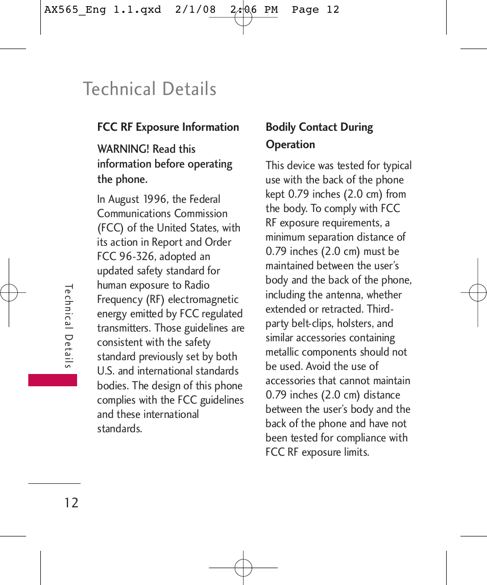 Technical details | LG LGAX565 User Manual | Page 12 / 121