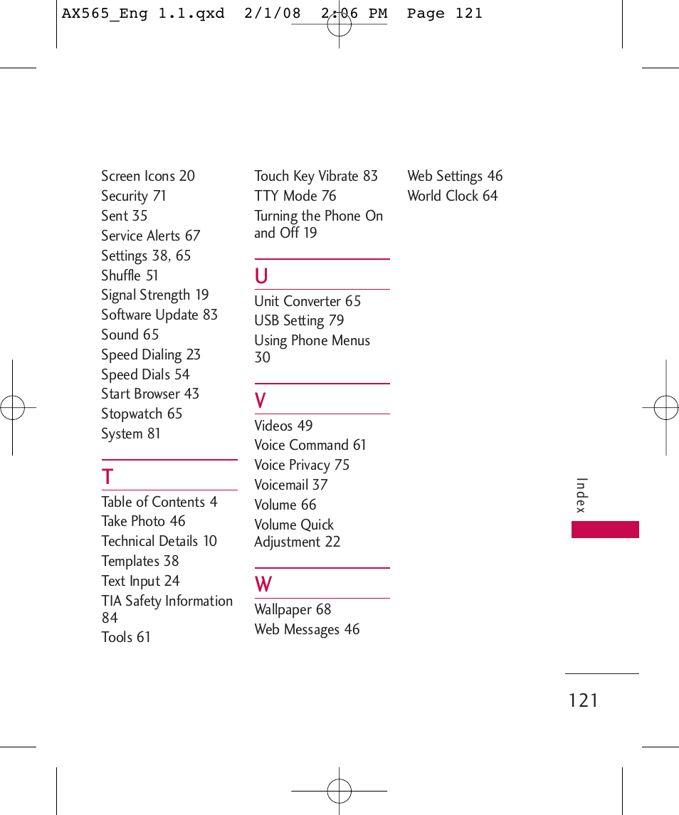 LG LGAX565 User Manual | Page 121 / 121