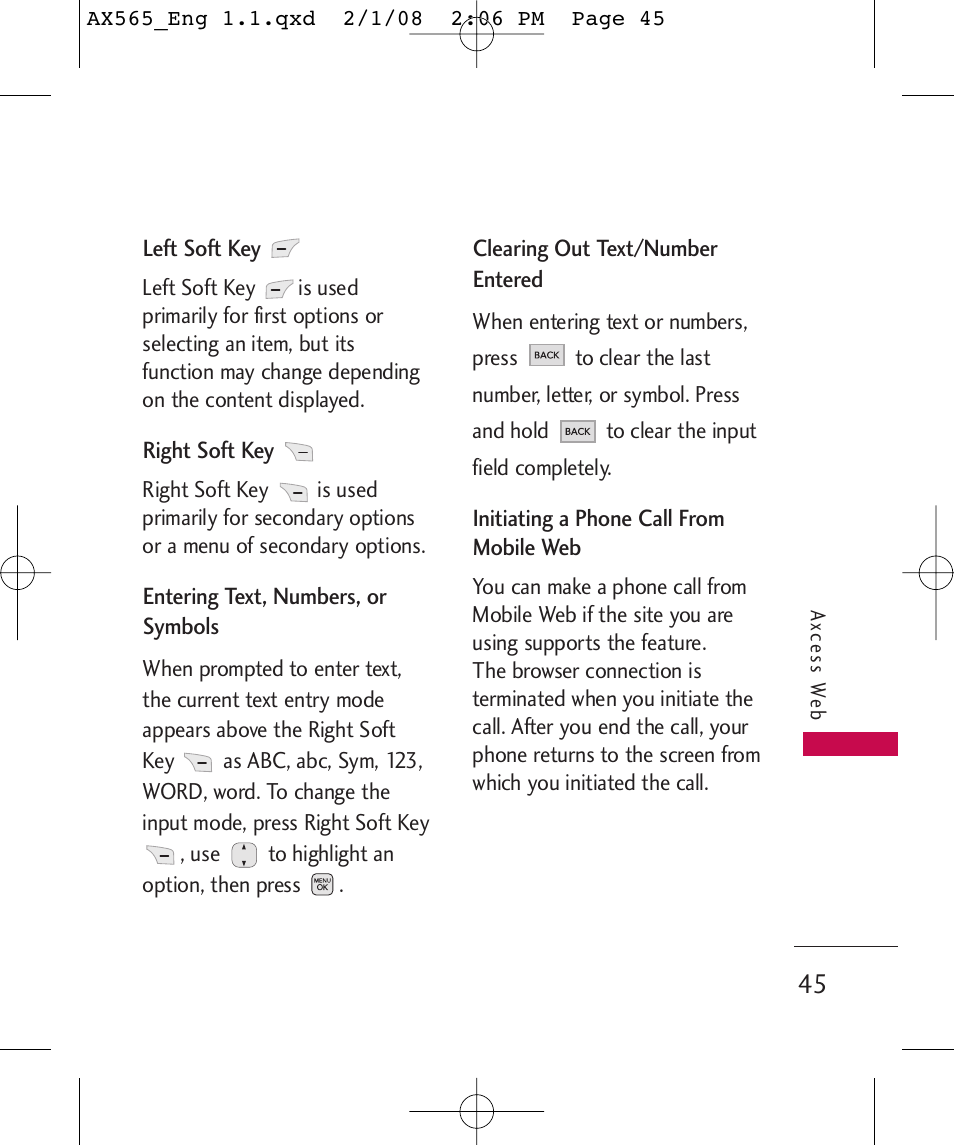 LG LGAX565 User Manual | Page 45 / 121