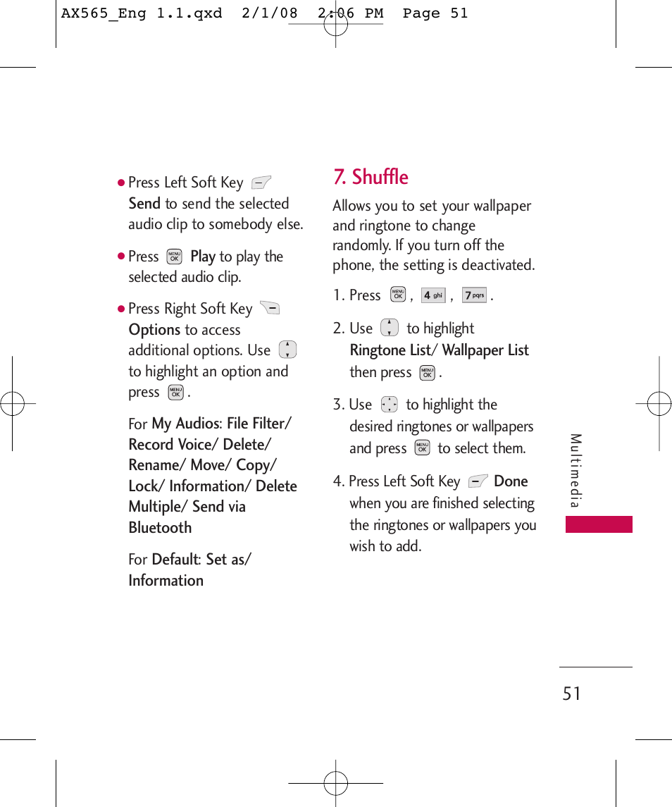 Shuffle | LG LGAX565 User Manual | Page 51 / 121