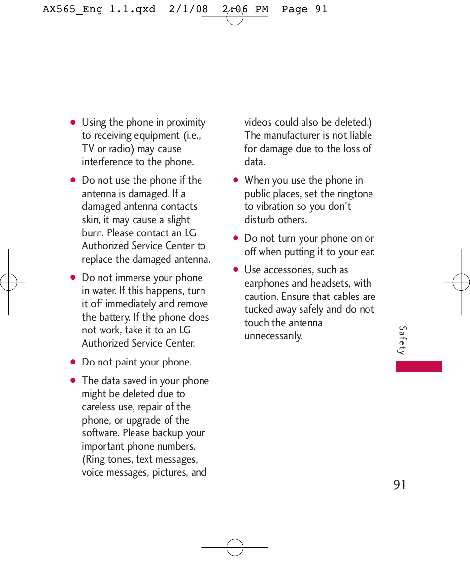 LG LGAX565 User Manual | Page 91 / 121