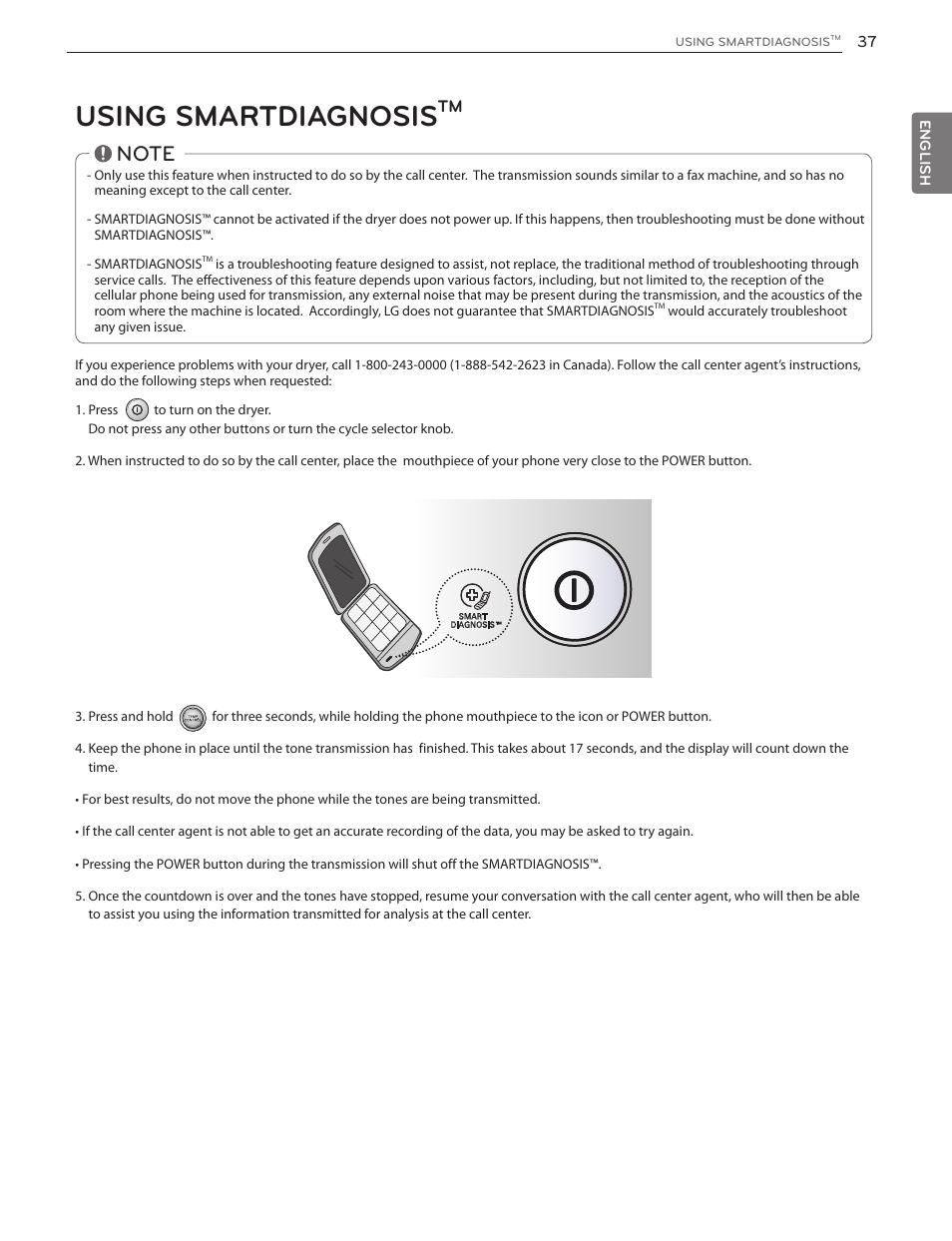 Using smartdiagnosis | LG DLG4902W User Manual | Page 37 / 80