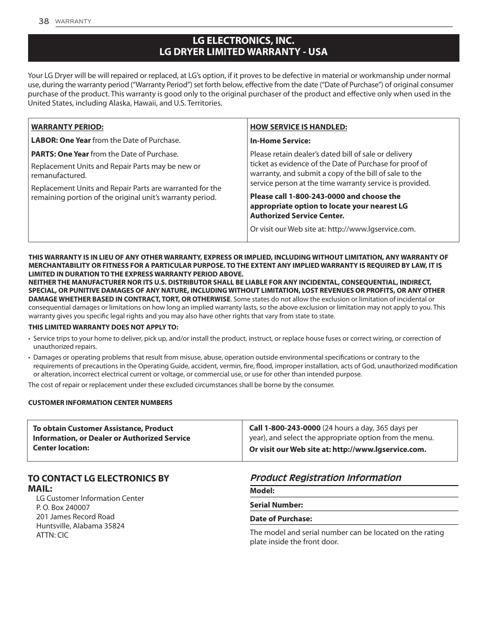 LG DLG4902W User Manual | Page 38 / 80