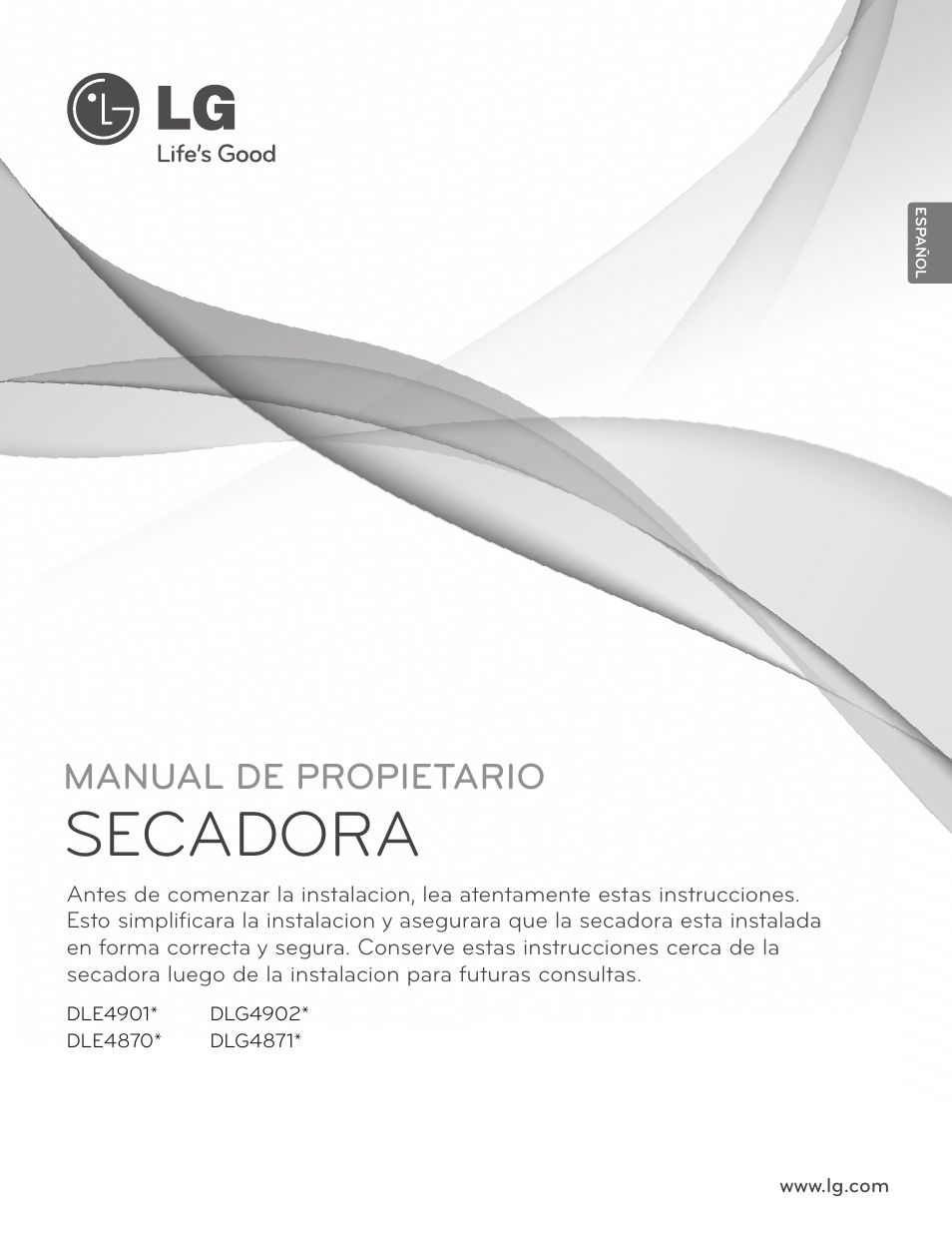 Secadora, Manual de propietario | LG DLG4902W User Manual | Page 39 / 80