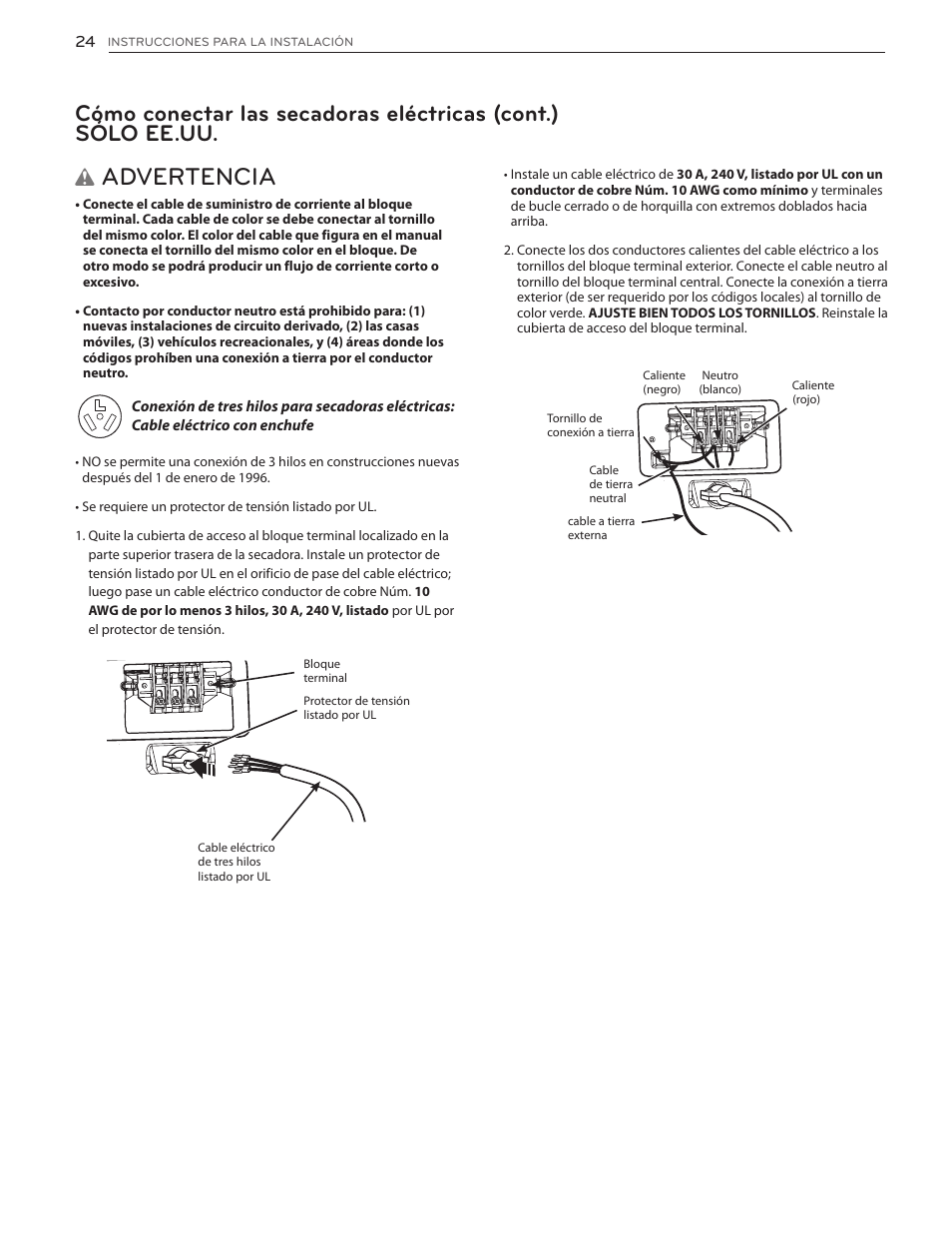 Advertencia | LG DLG4902W User Manual | Page 62 / 80