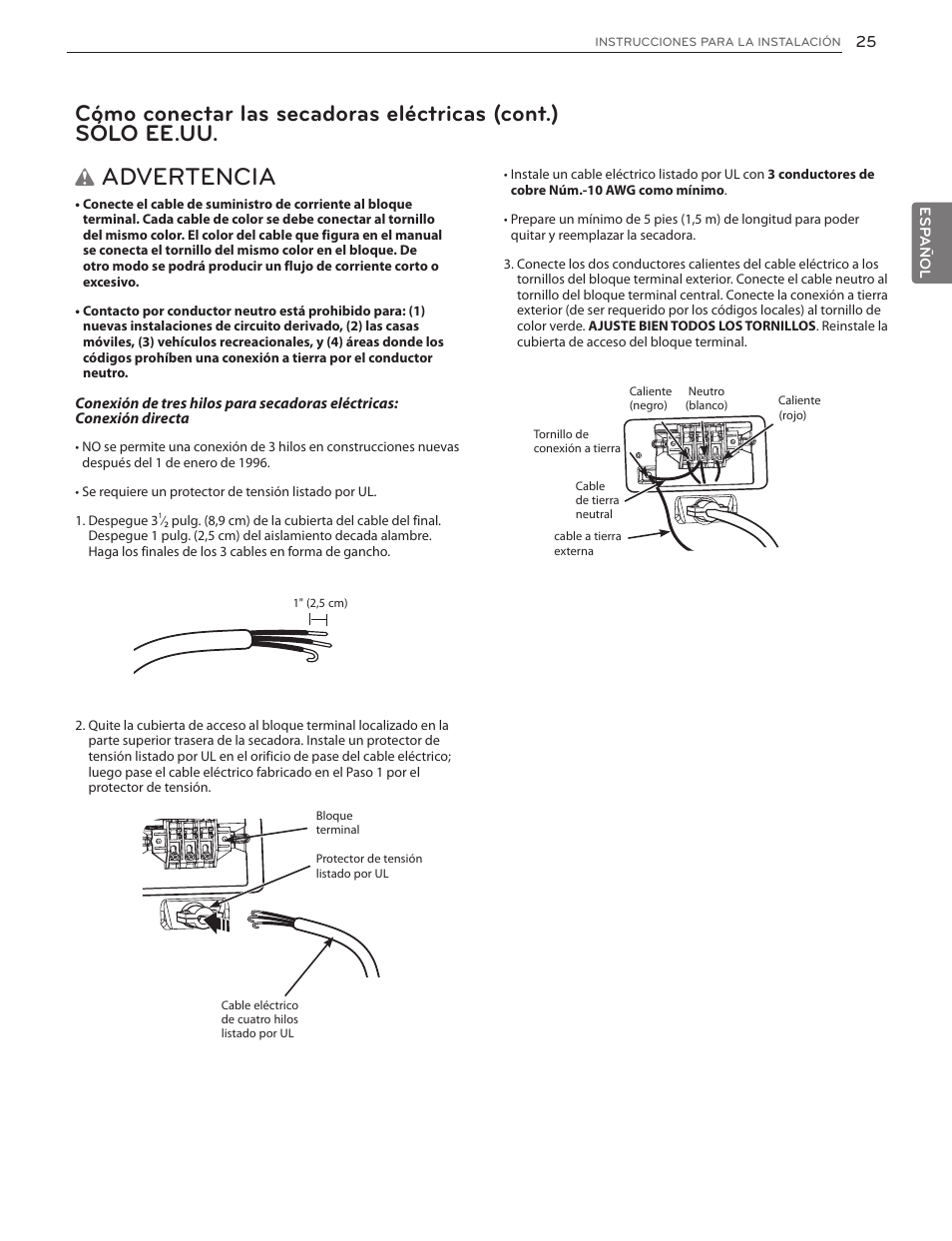 Advertencia | LG DLG4902W User Manual | Page 63 / 80