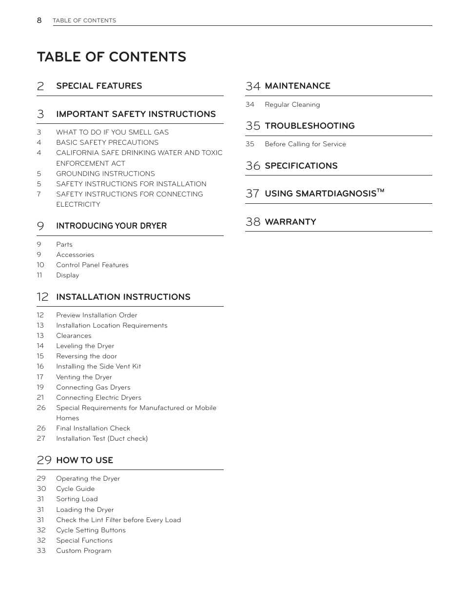 LG DLG4902W User Manual | Page 8 / 80