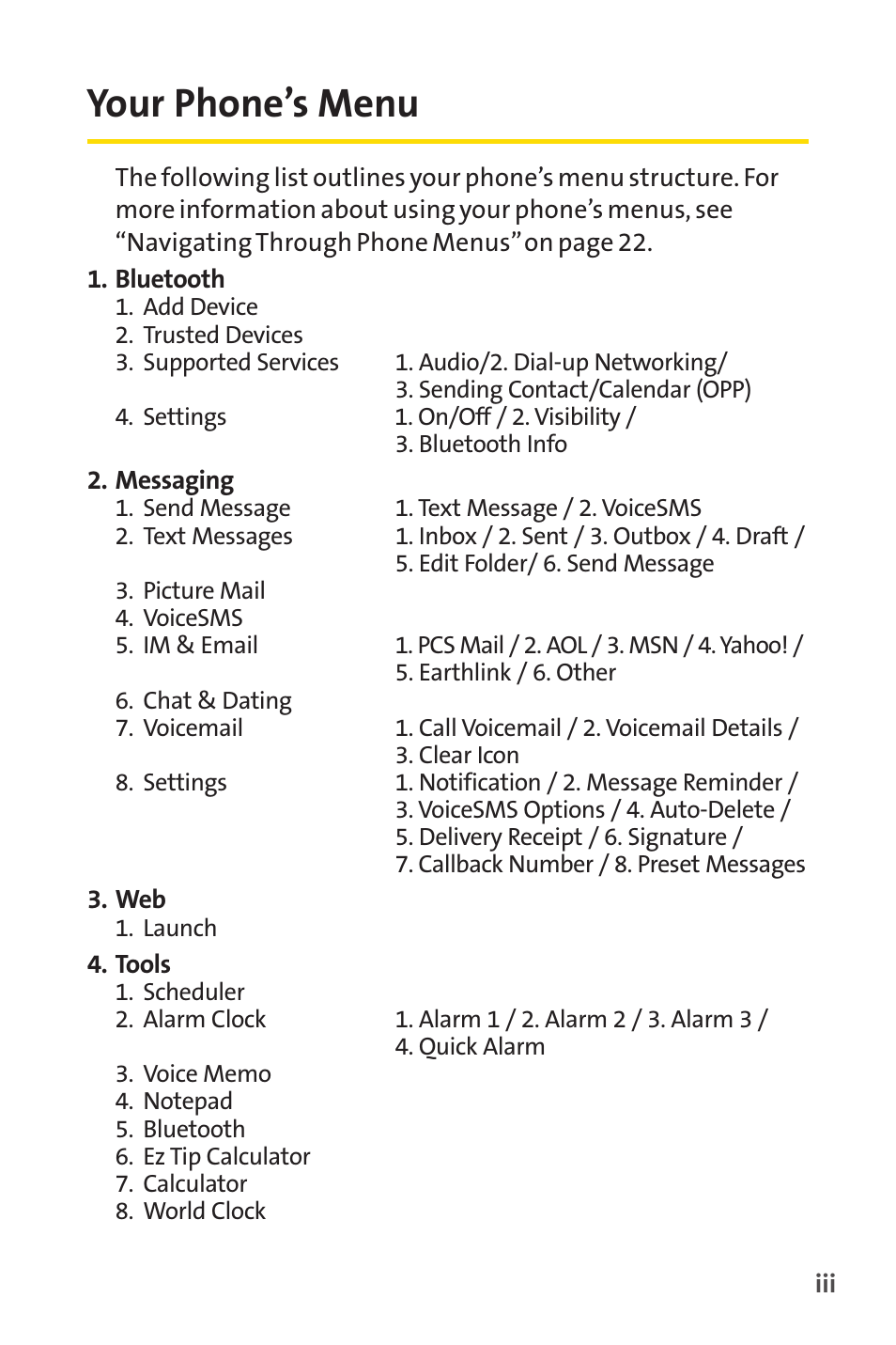 Your phone’s menu | LG LX150 User Manual | Page 10 / 189