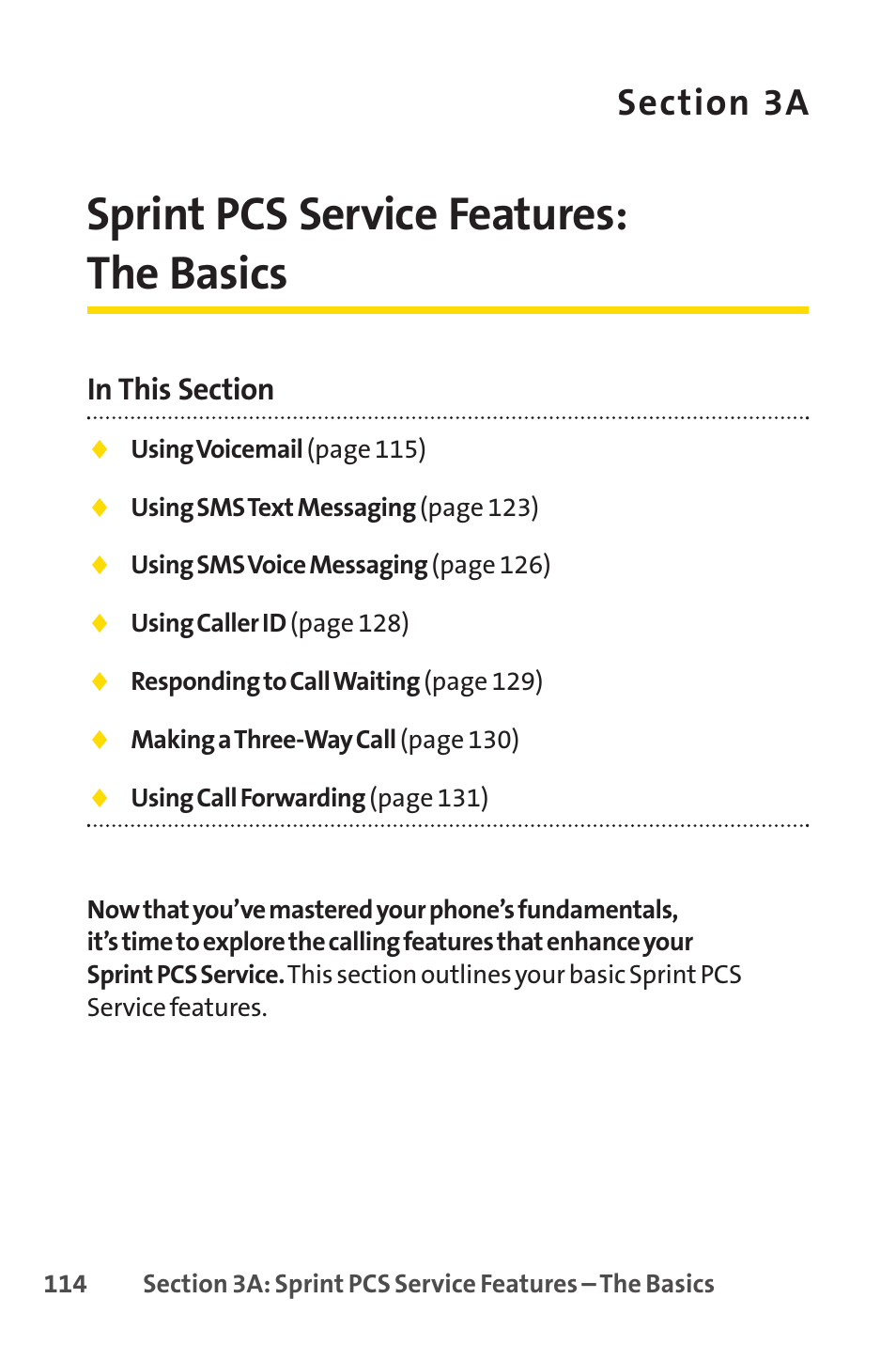 Sprint pcs service features: the basics | LG LX150 User Manual | Page 127 / 189