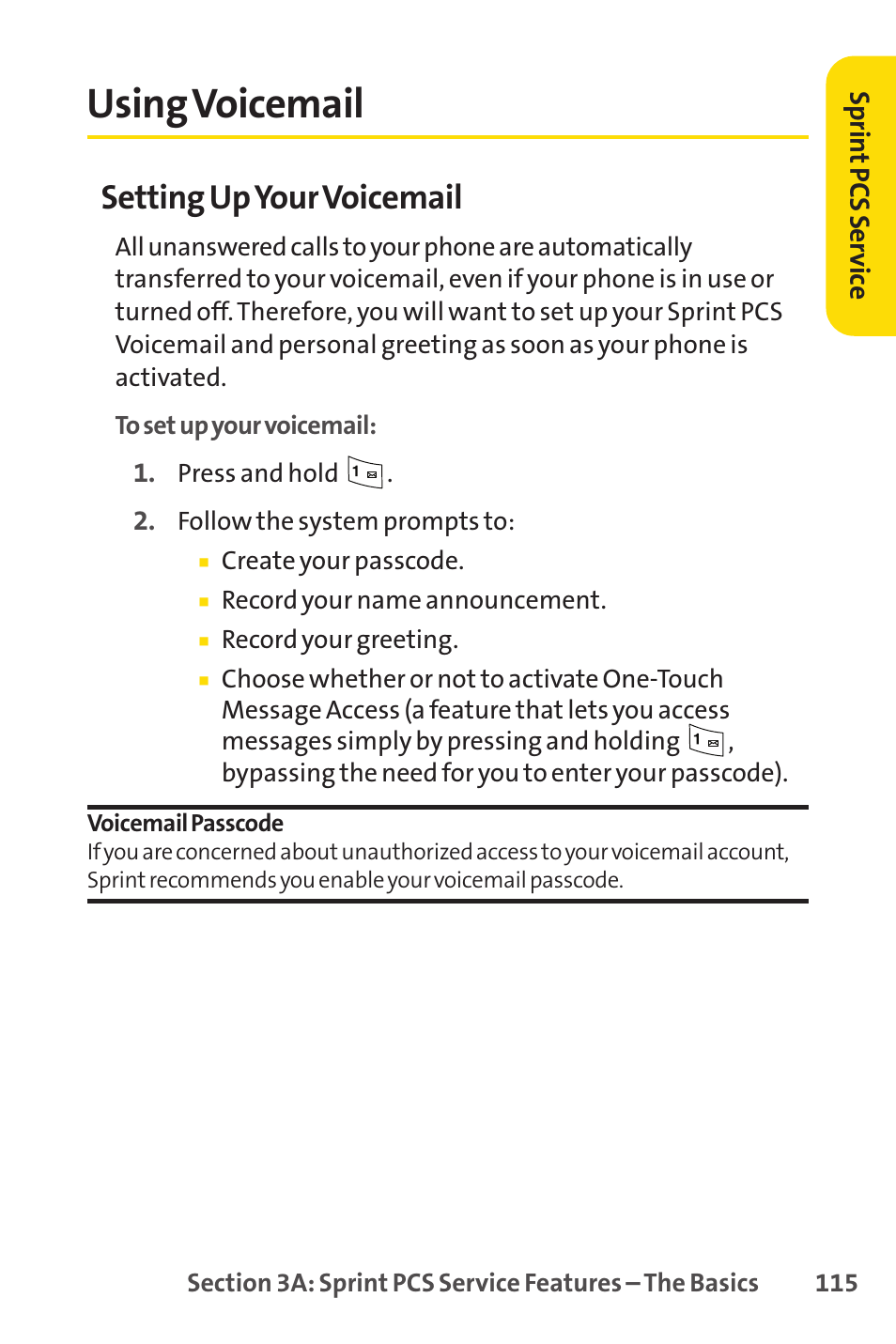 Using voicemail, Setting upyour voicemail | LG LX150 User Manual | Page 128 / 189