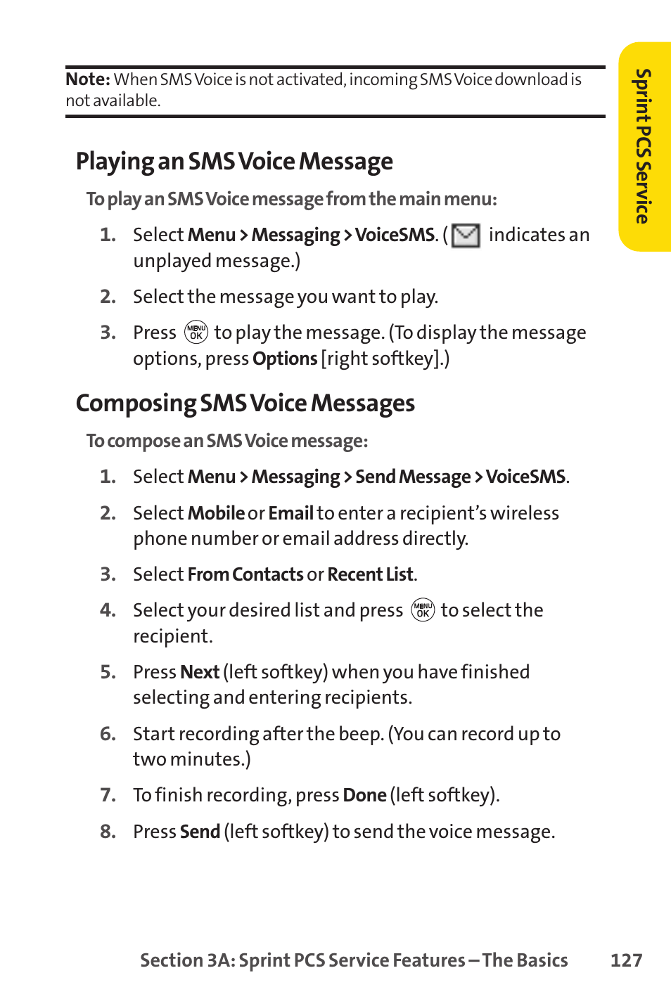 Playing an sms voice message, Composing sms voice messages | LG LX150 User Manual | Page 140 / 189