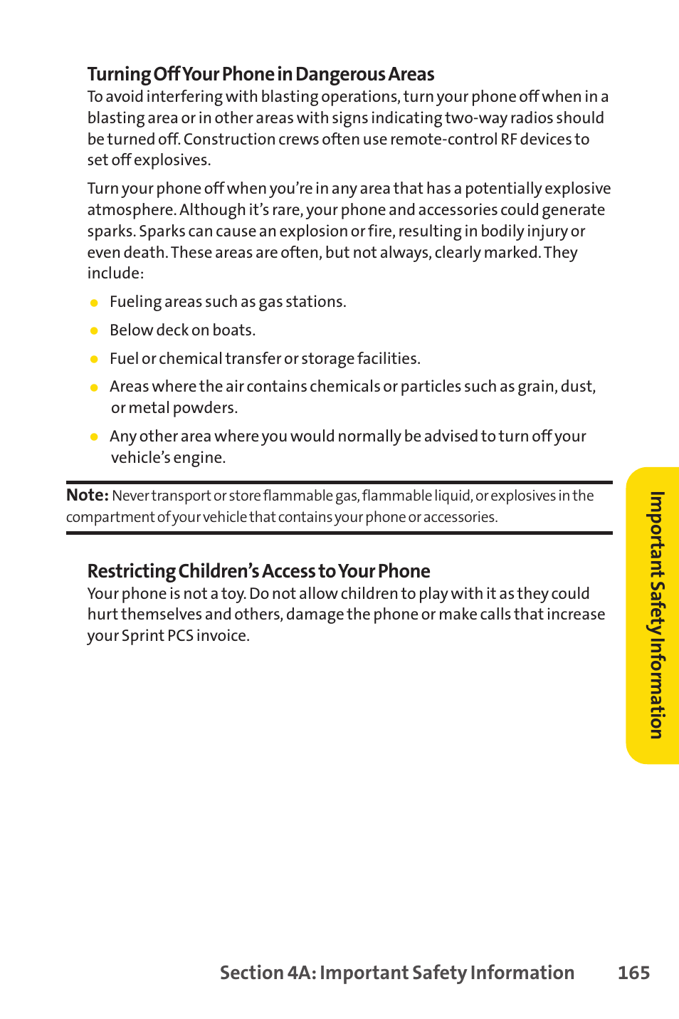 Restricting children’s access to your phone, Impor tan t saf ety inf orma tion | LG LX150 User Manual | Page 178 / 189