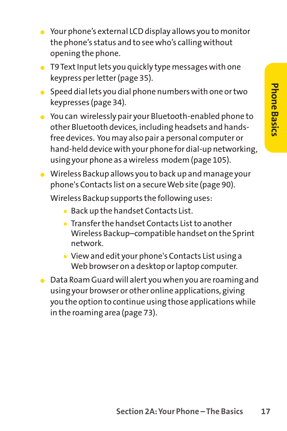 Phone basics, Back up the handset contacts list | LG LX150 User Manual | Page 30 / 189