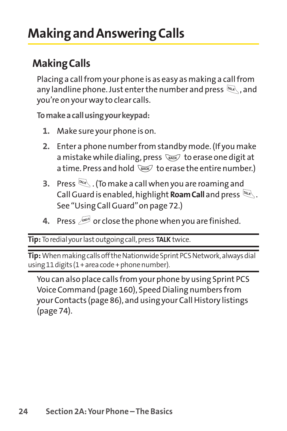 Making and answering calls, Making calls | LG LX150 User Manual | Page 37 / 189