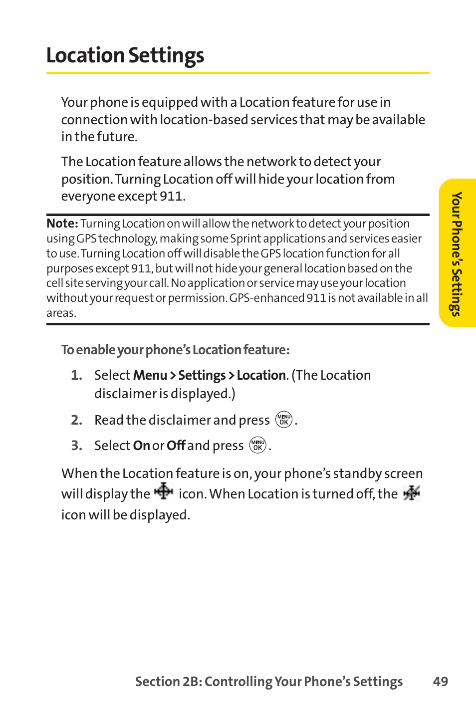 Location settings | LG LX150 User Manual | Page 62 / 189