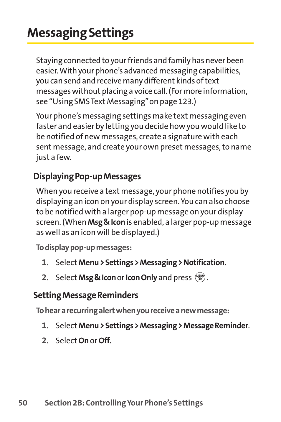 Messaging settings | LG LX150 User Manual | Page 63 / 189