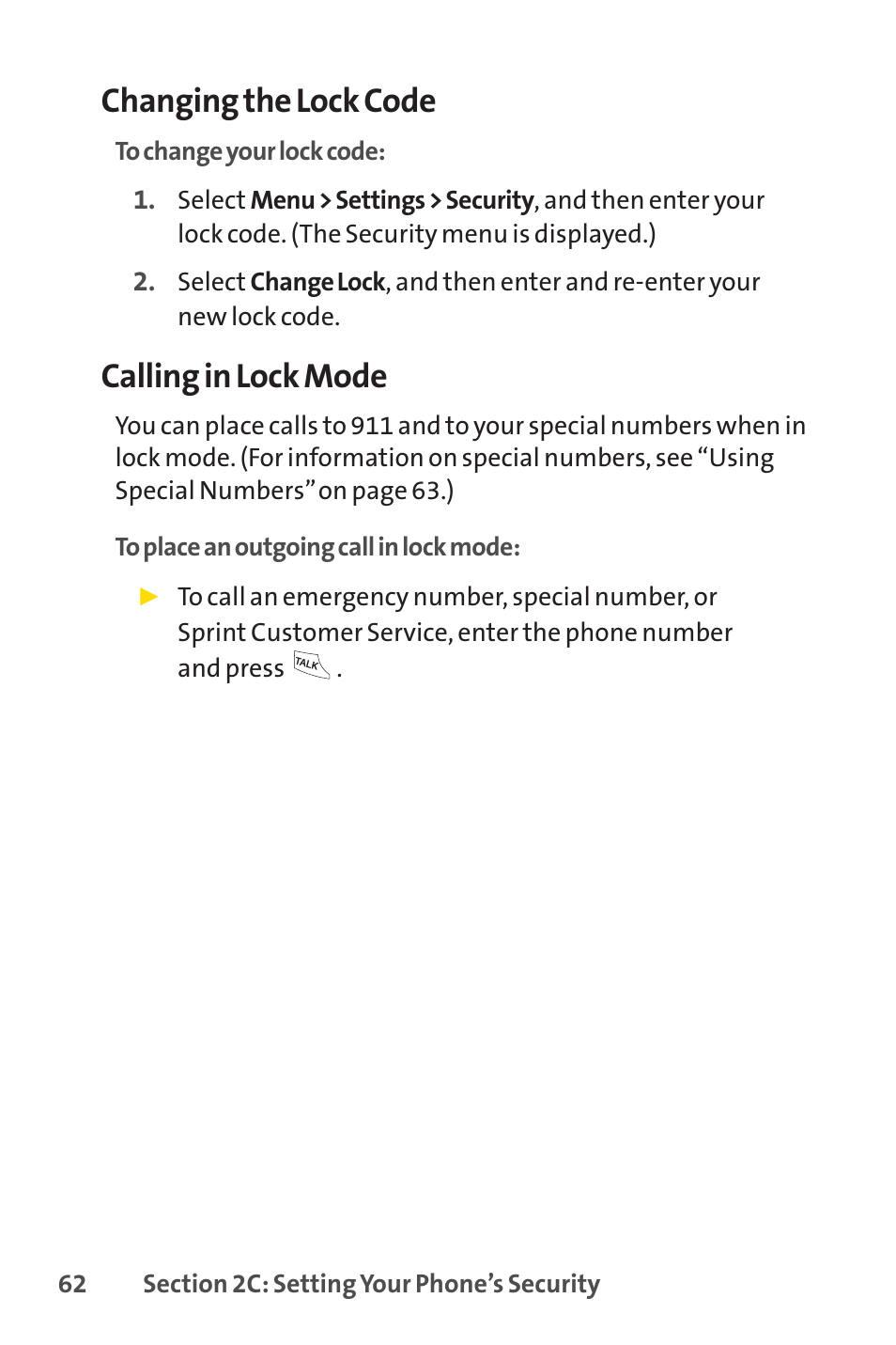 Changing the lock code, Calling in lock mode | LG LX150 User Manual | Page 75 / 189