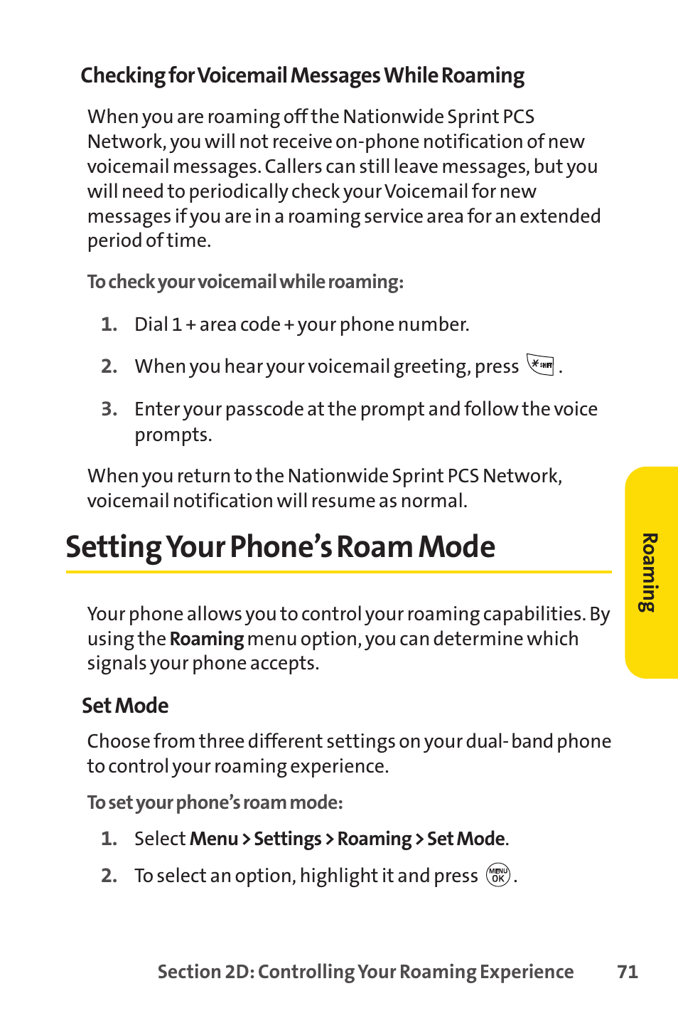 Settingyour phone’s roam mode | LG LX150 User Manual | Page 84 / 189