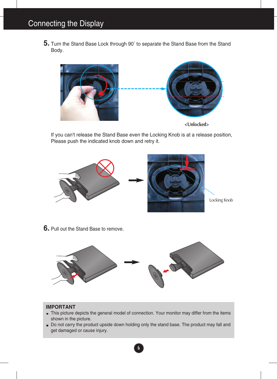 Connecting the display | LG W1943SS-PF User Manual | Page 7 / 34
