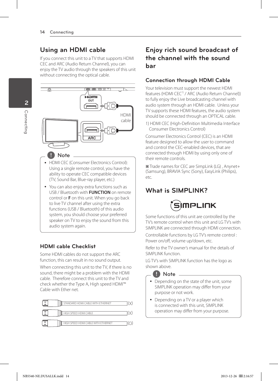 Using an hdmi cable, What is simplink | LG NB5540 User Manual | Page 14 / 30