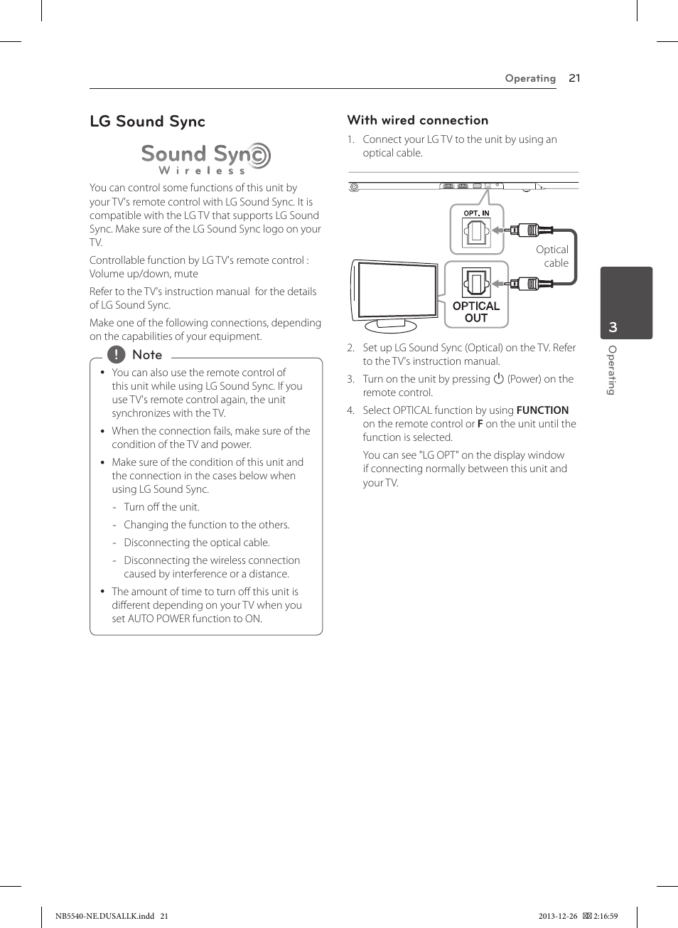 Lg sound sync | LG NB5540 User Manual | Page 21 / 30