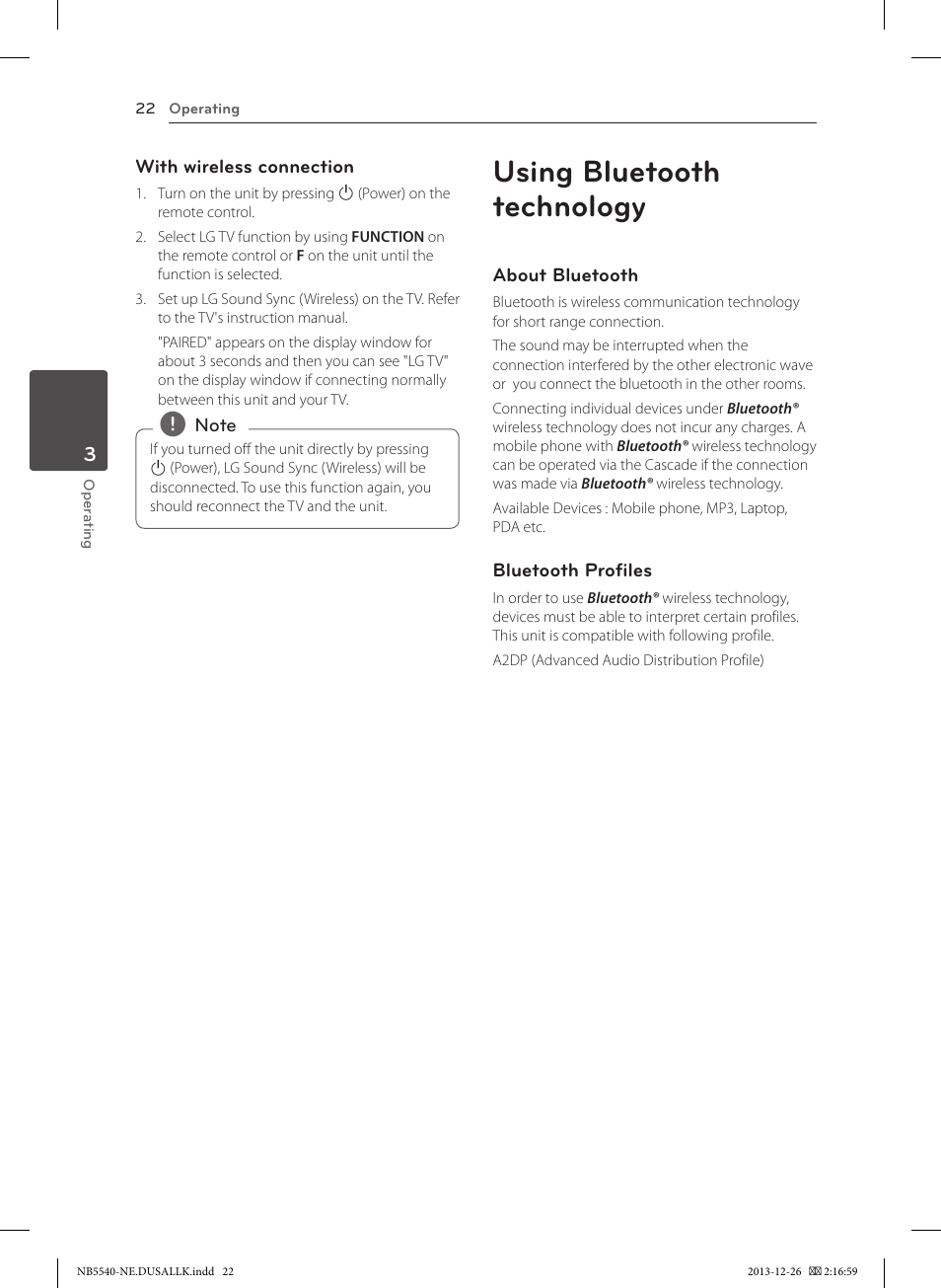 Using bluetooth technology | LG NB5540 User Manual | Page 22 / 30