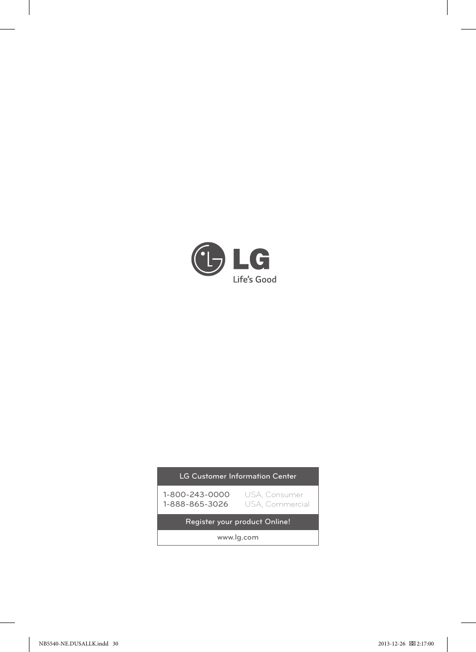 LG NB5540 User Manual | Page 30 / 30