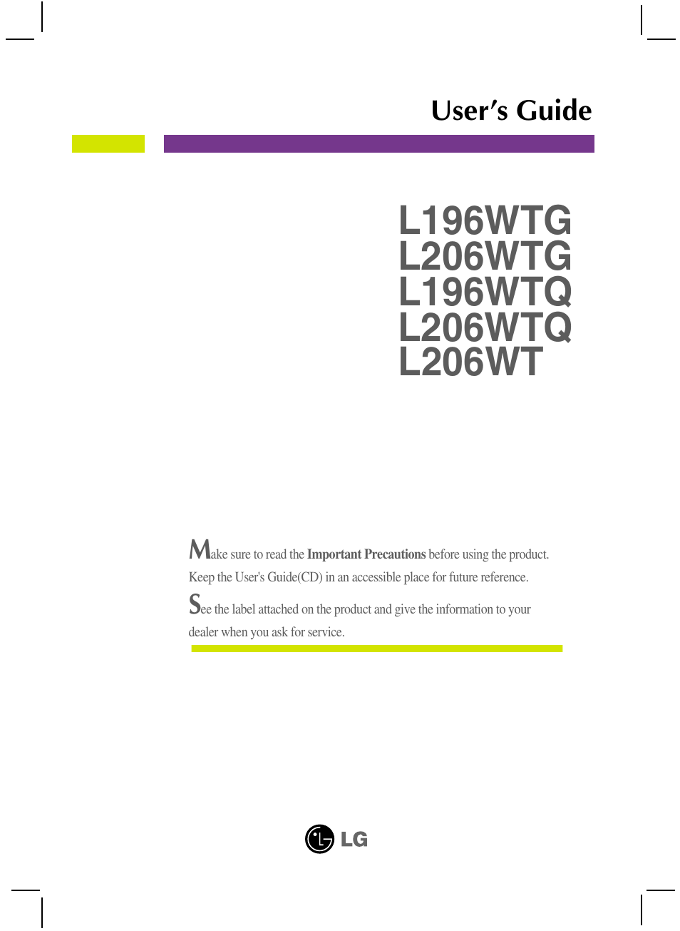 LG L206WTY-BF User Manual | 24 pages