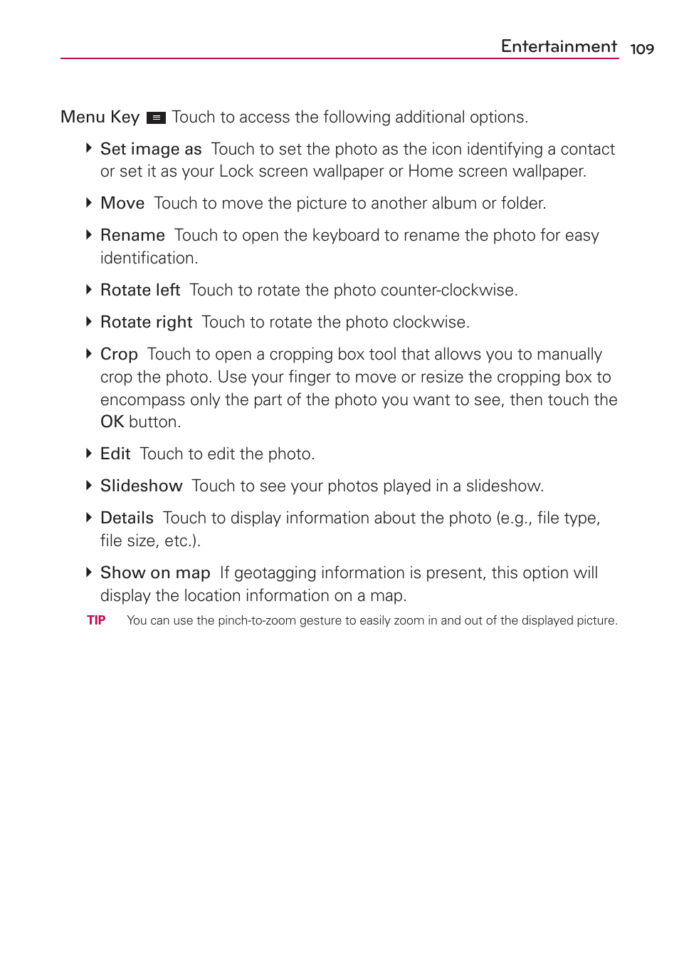 Entertainment | LG MS770 User Manual | Page 111 / 190