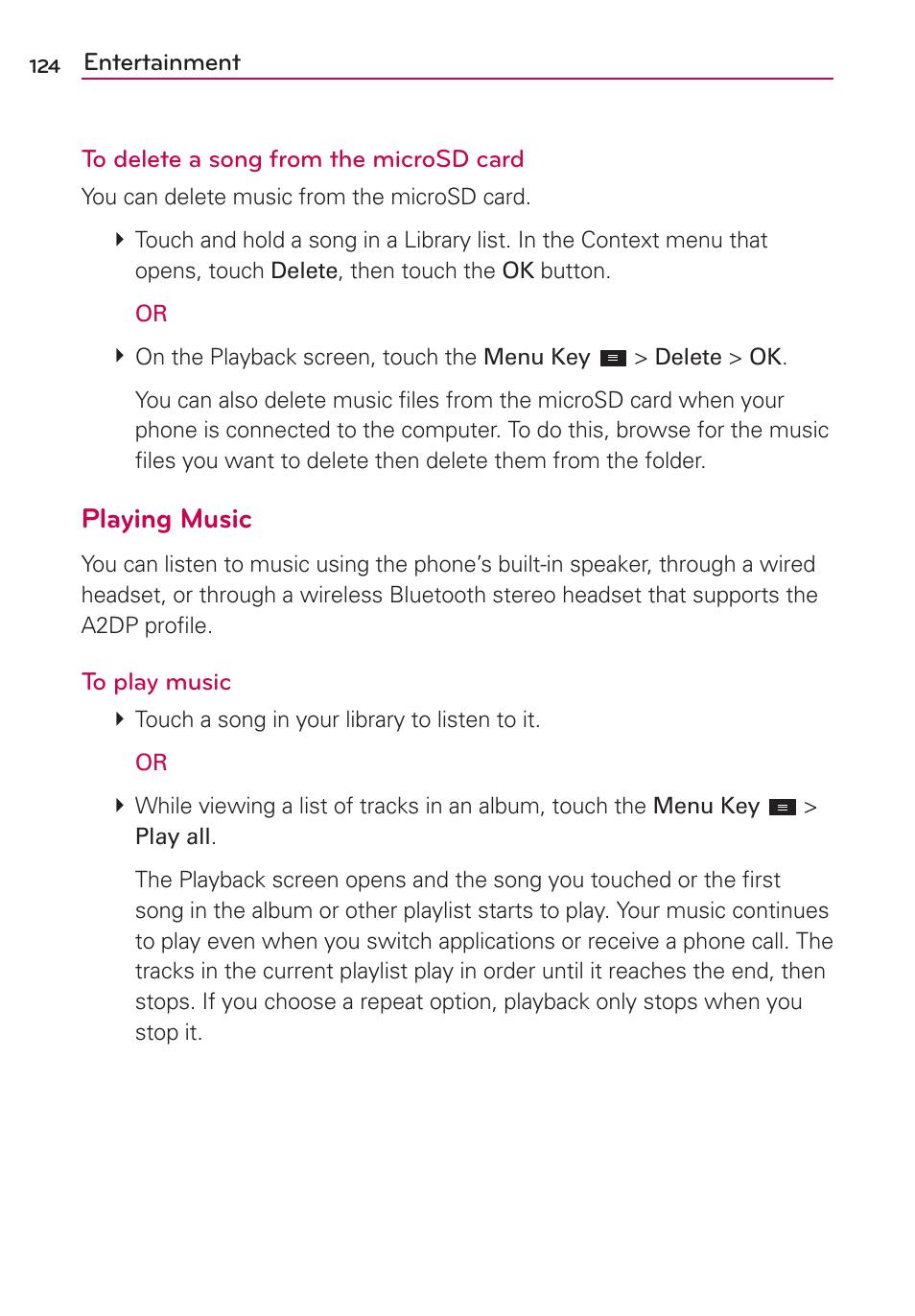 Playing music | LG MS770 User Manual | Page 126 / 190
