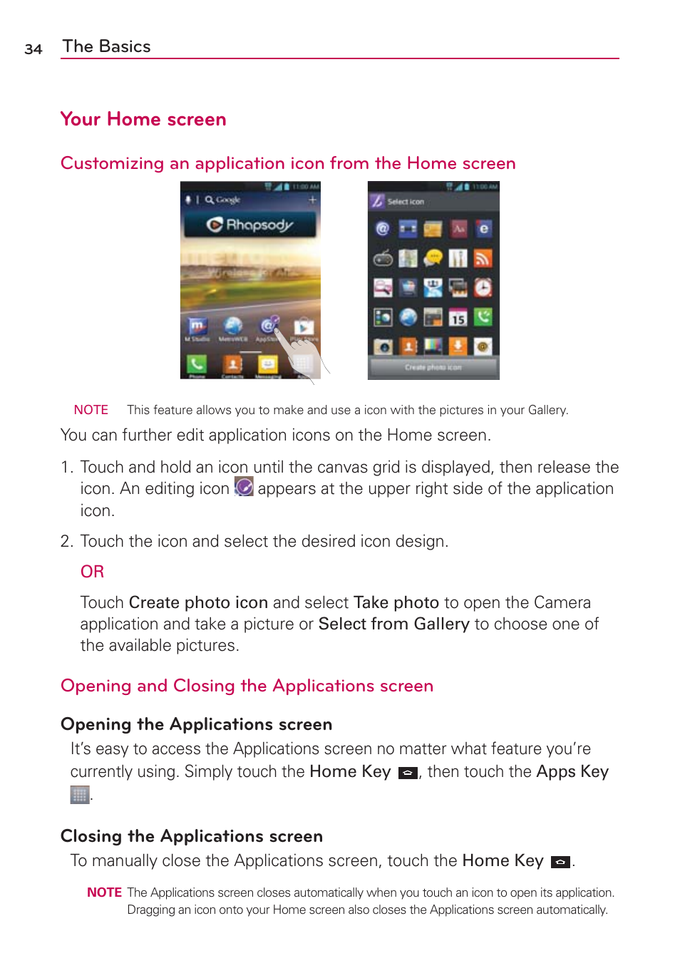 Your home screen | LG MS770 User Manual | Page 36 / 190