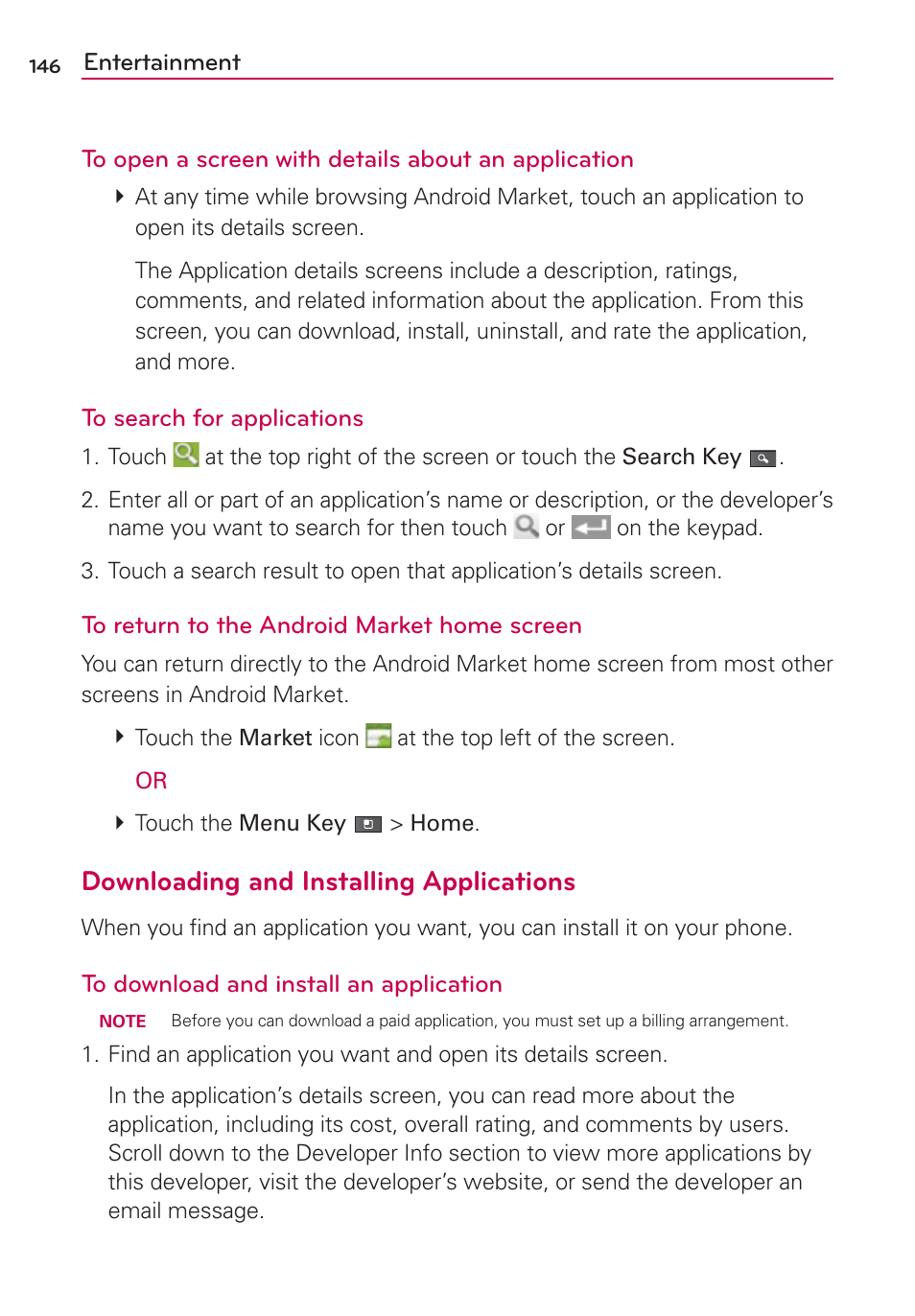 Downloading and installing applications | LG VS910 User Manual | Page 148 / 239