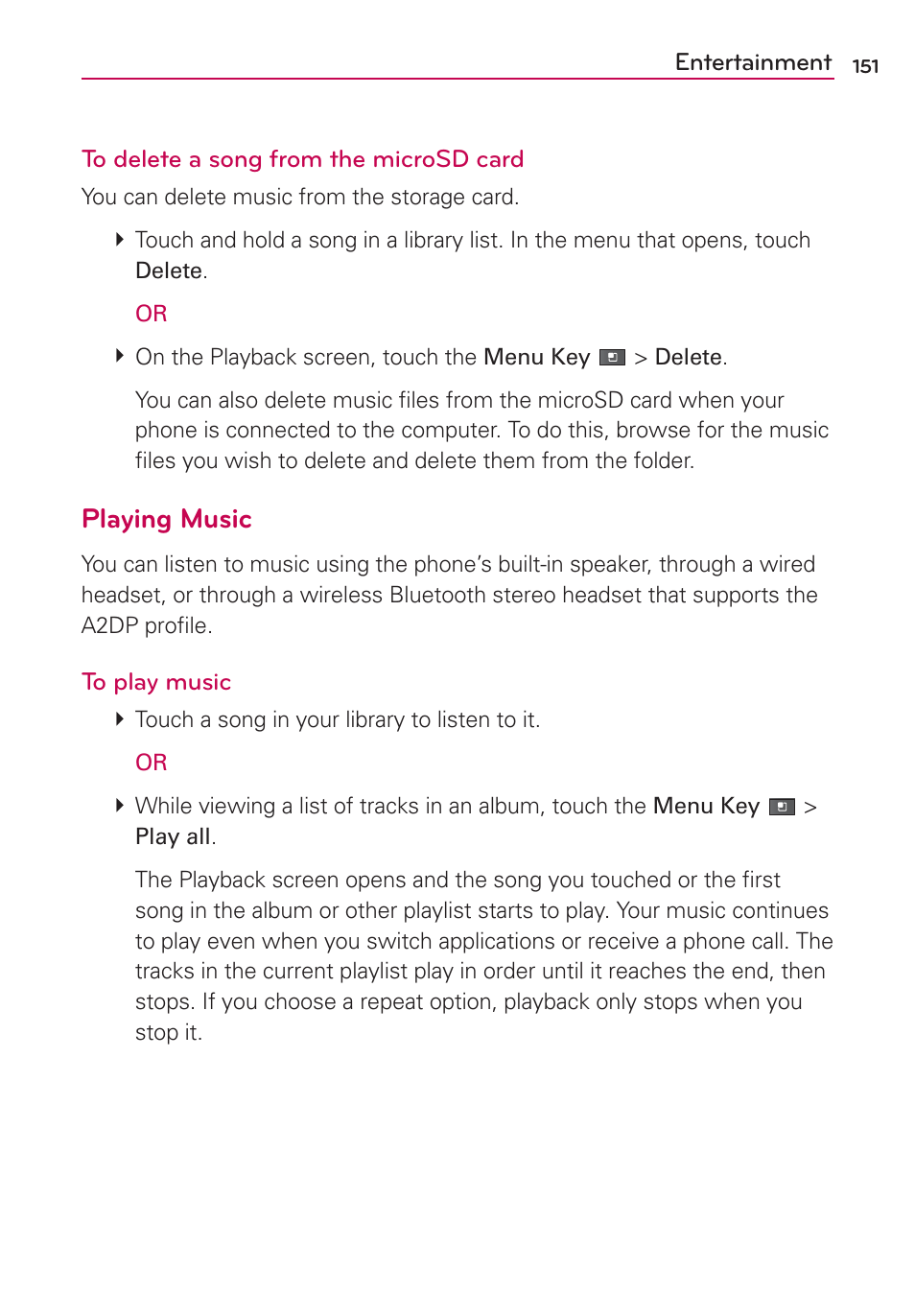 Playing music | LG VS910 User Manual | Page 153 / 239