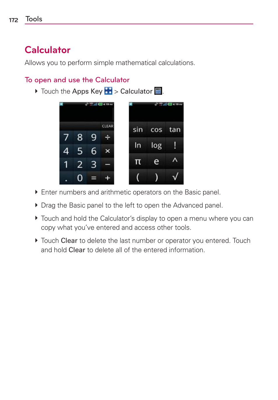 Calculator | LG VS910 User Manual | Page 174 / 239