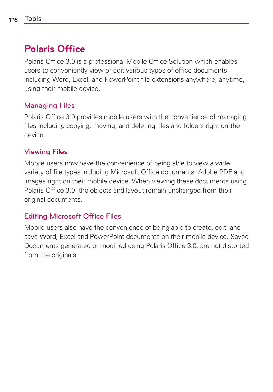 Polaris ofﬁce | LG VS910 User Manual | Page 178 / 239