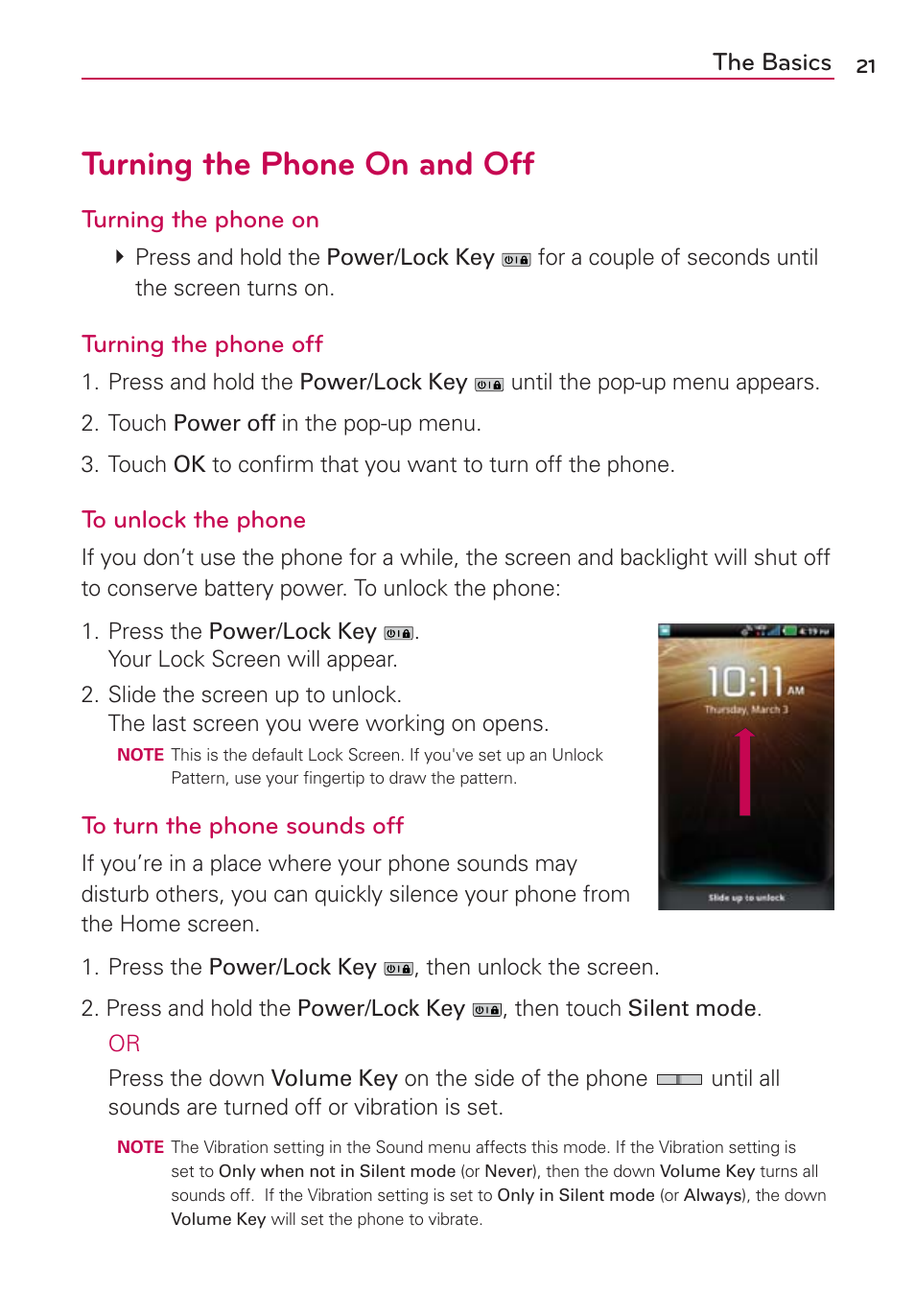 Turning the phone on and off | LG VS910 User Manual | Page 23 / 239