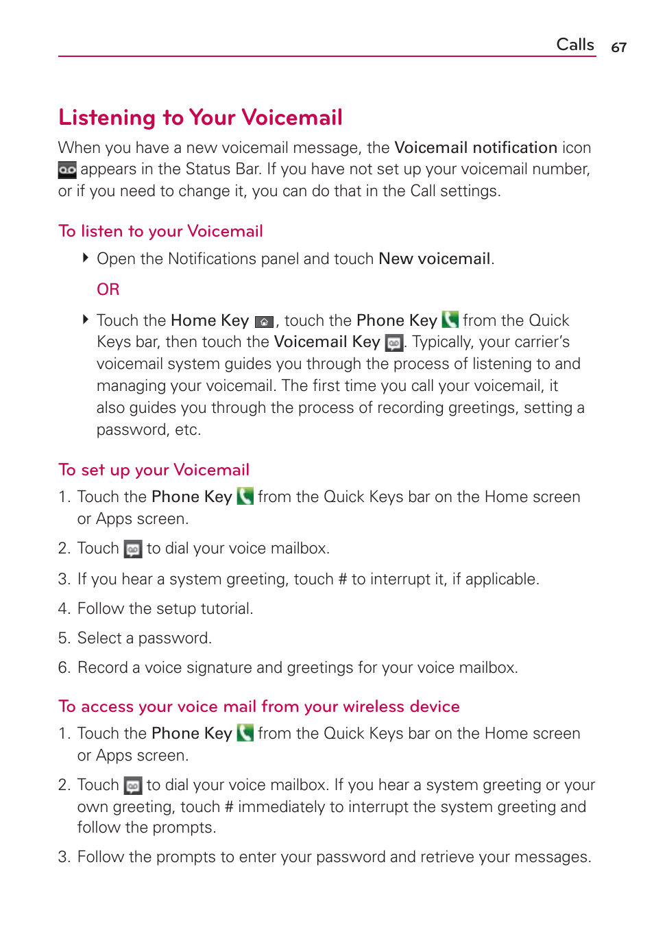 Listening to your voicemail | LG VS910 User Manual | Page 69 / 239